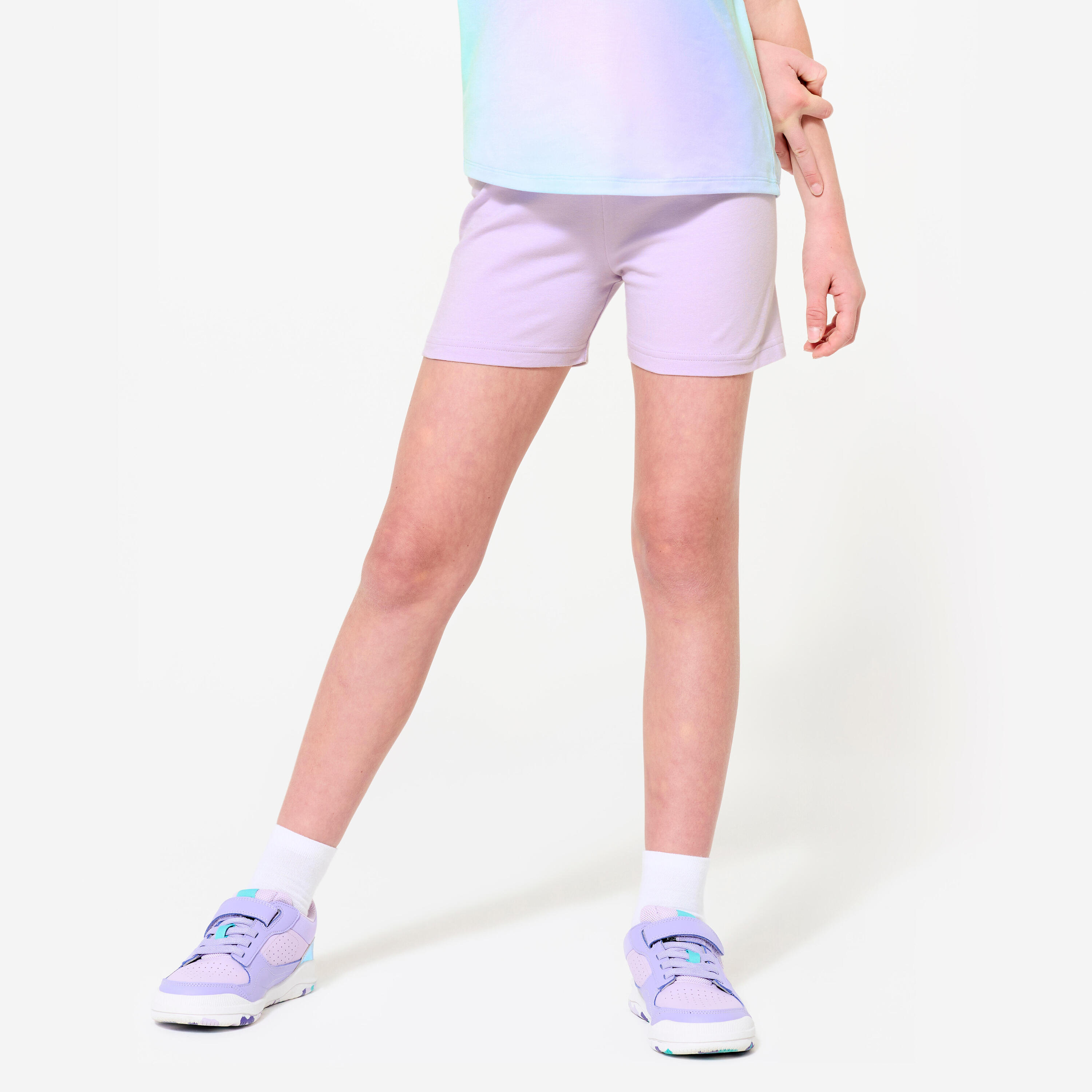 DOMYOS Pantaloncini bambina ginnastica regular fit cotone lilla