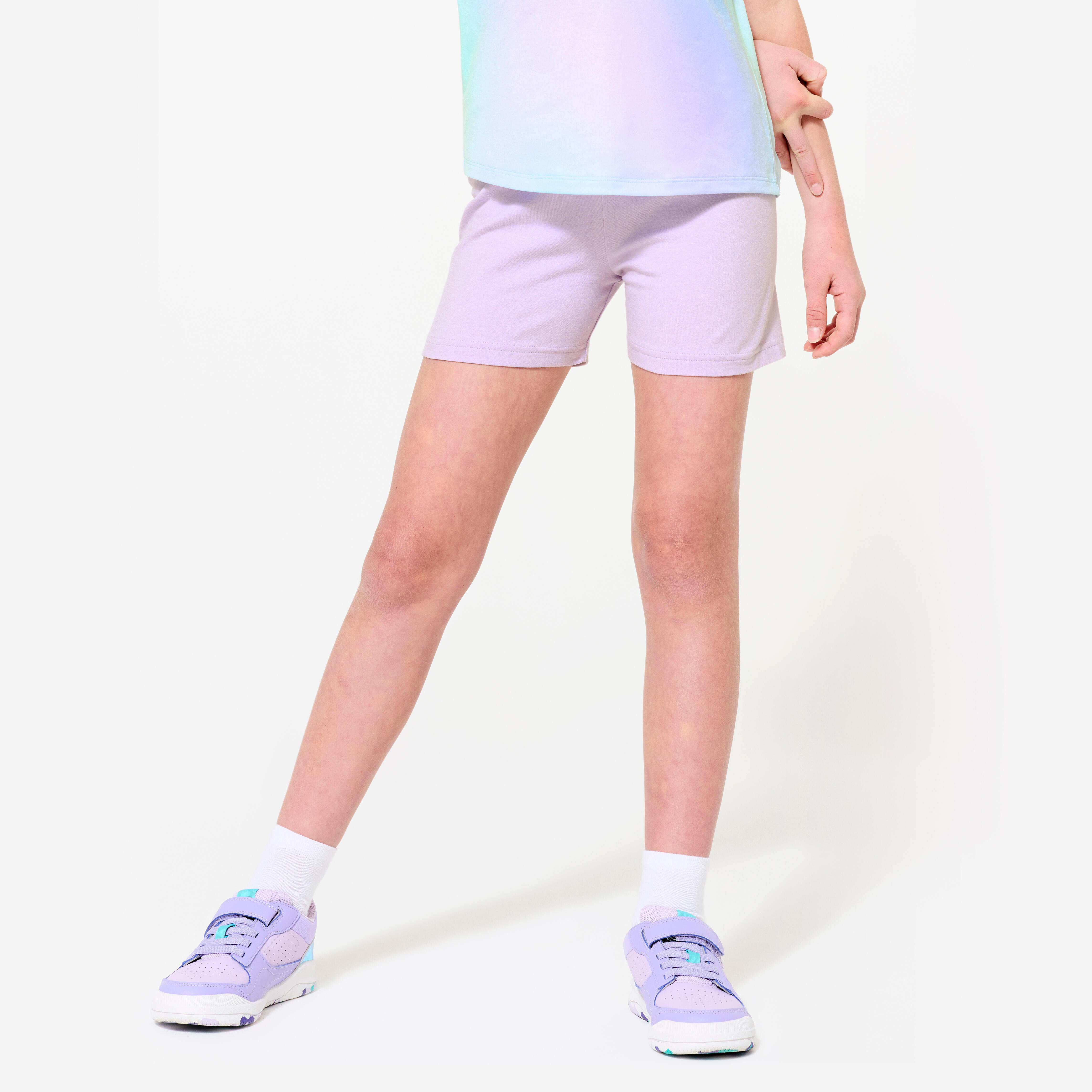 Pantalon scurt multisport bumbac Mov Fete