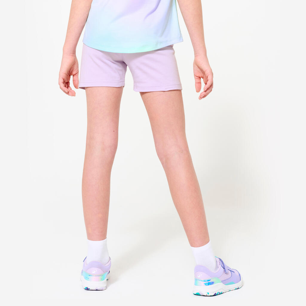 Girls' Multisport Cotton Short Shorts - Purple