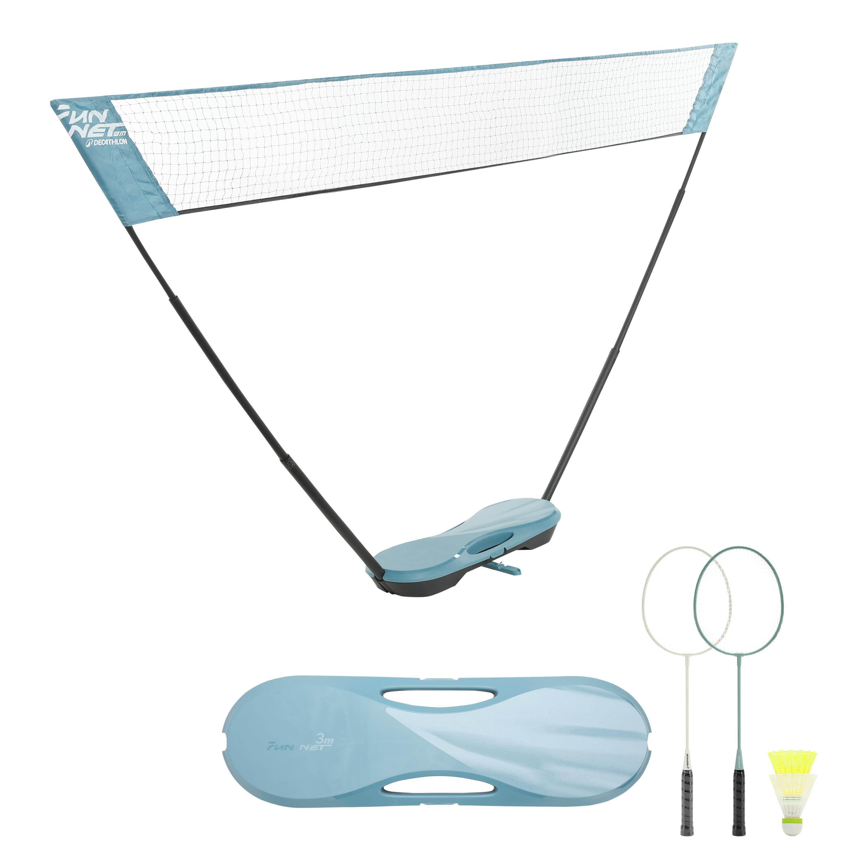 Badminton Set - 2-Racket 2-Shuttle & Net Turquoise - PERFLY