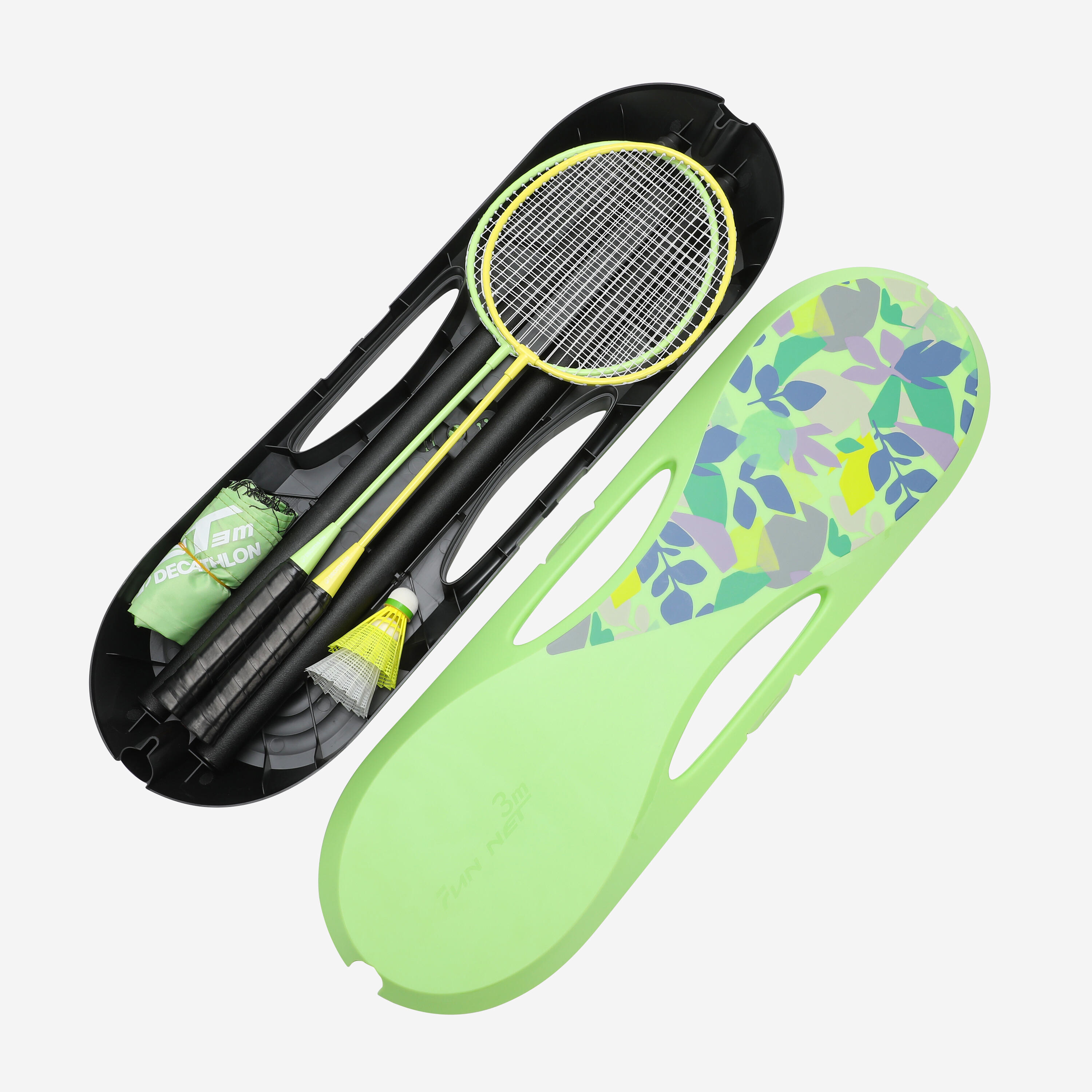 Ensemble de badminton - 2 raquettes 2 volants filet vert - PERFLY
