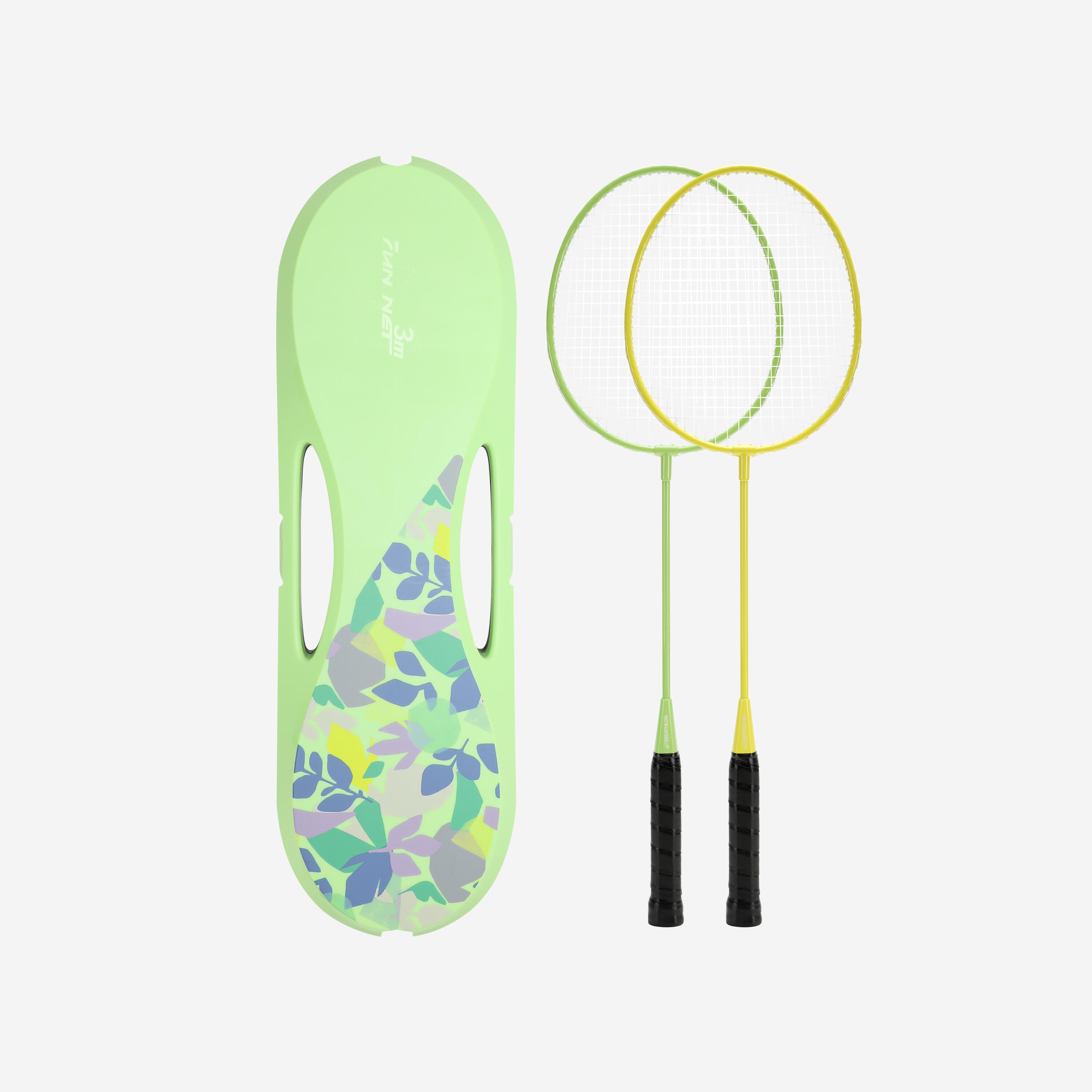 Ensemble de badminton - 2 raquettes 2 volants filet vert - PERFLY