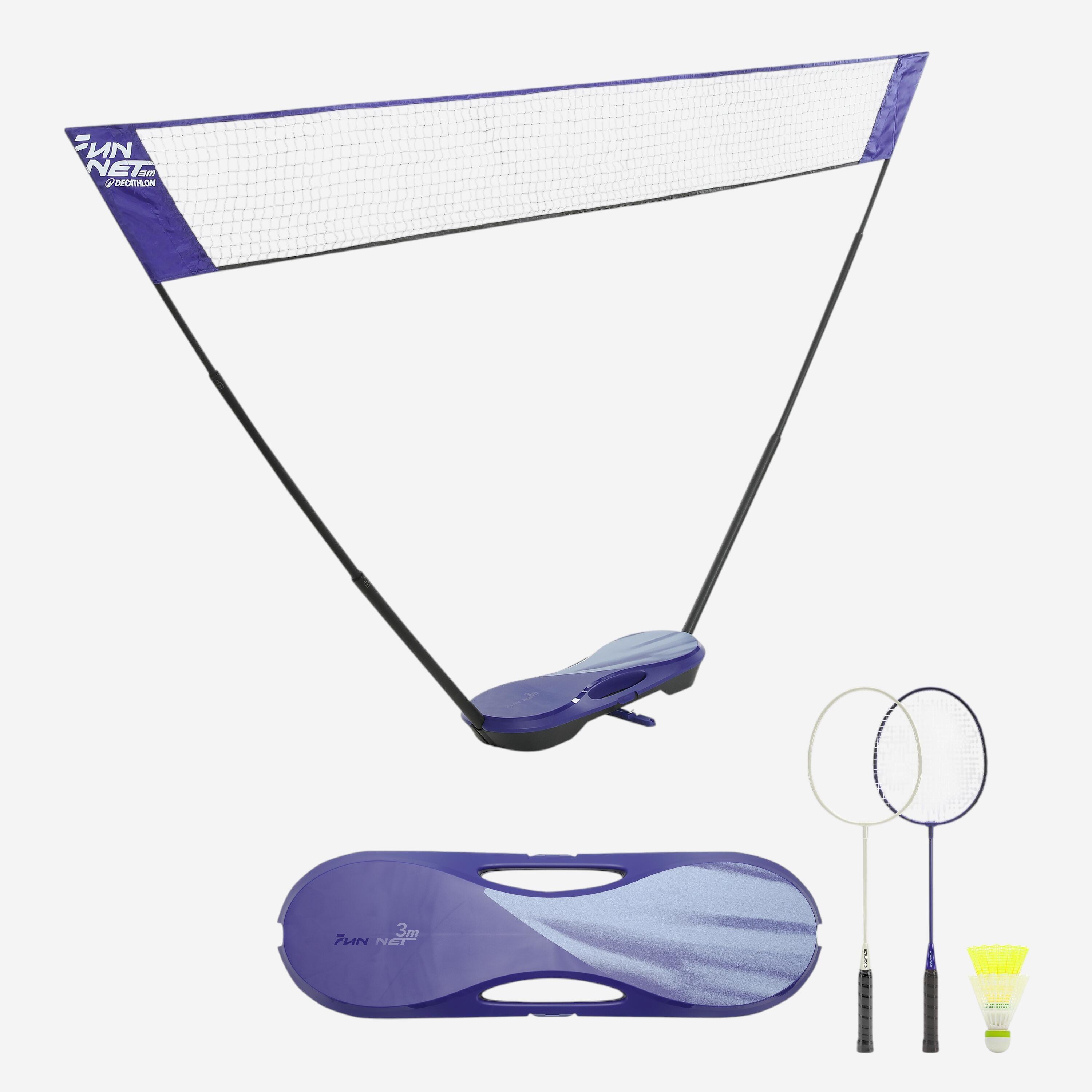 Badminton Set - 2-Racket 2-Shuttle & Net Blue - PERFLY