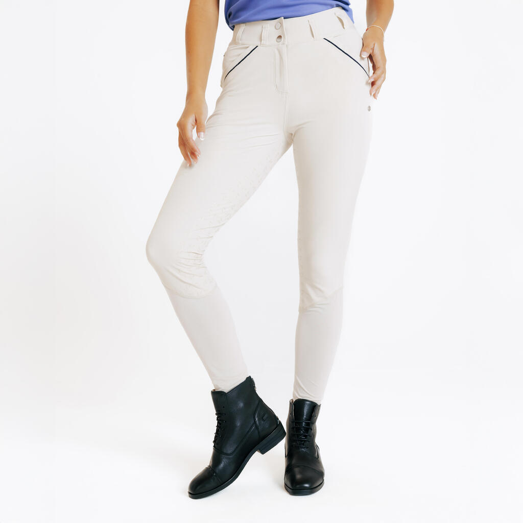 Women's Ultra-Lightweight Full Grip Horse Riding Jodhpurs - Beige
