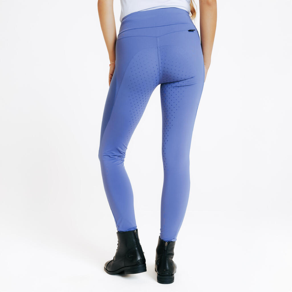 Leggings de equitación ligeros con fullgrip azul cometa para mujer