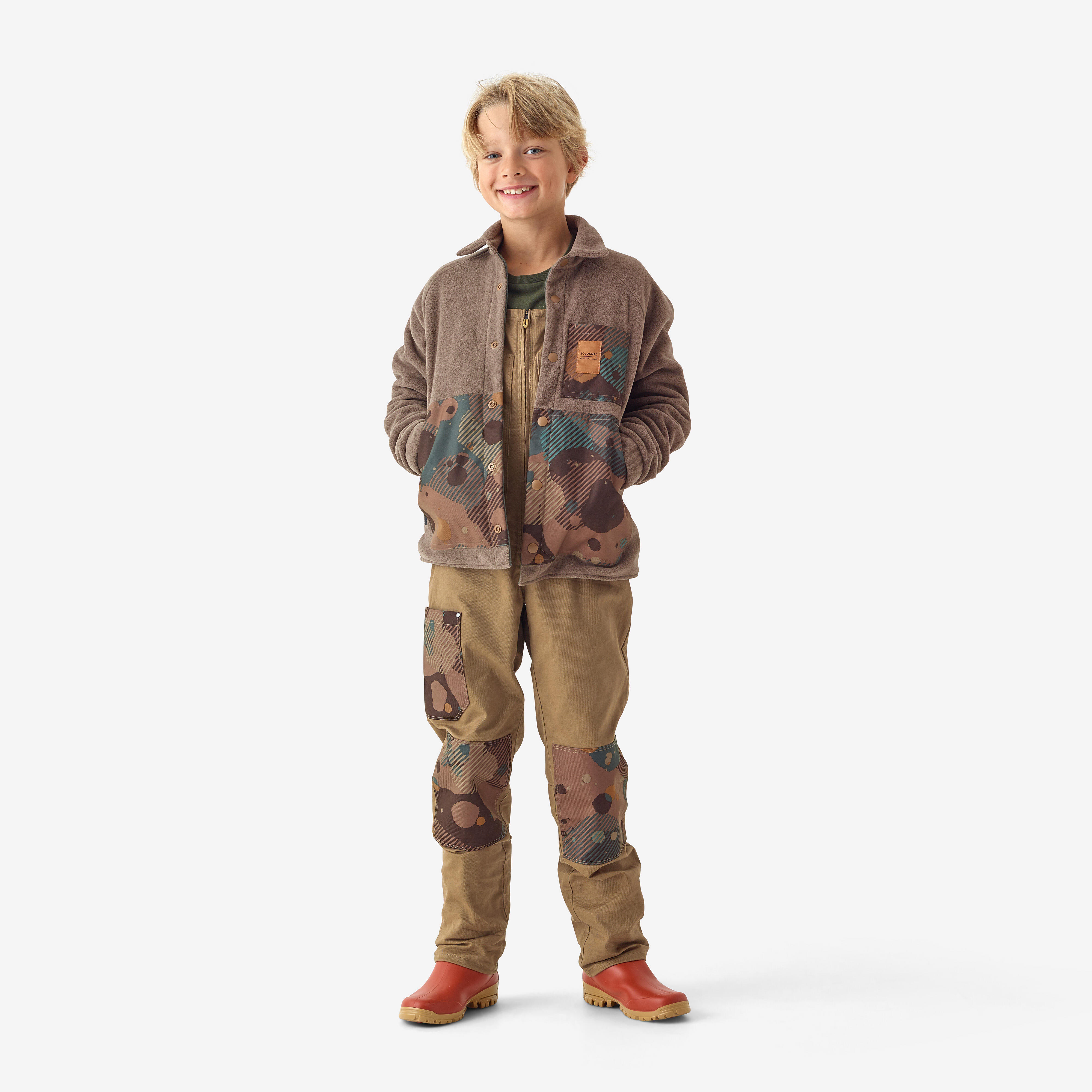 Veste de chasse en polaire enfant – 500 brun - SOLOGNAC