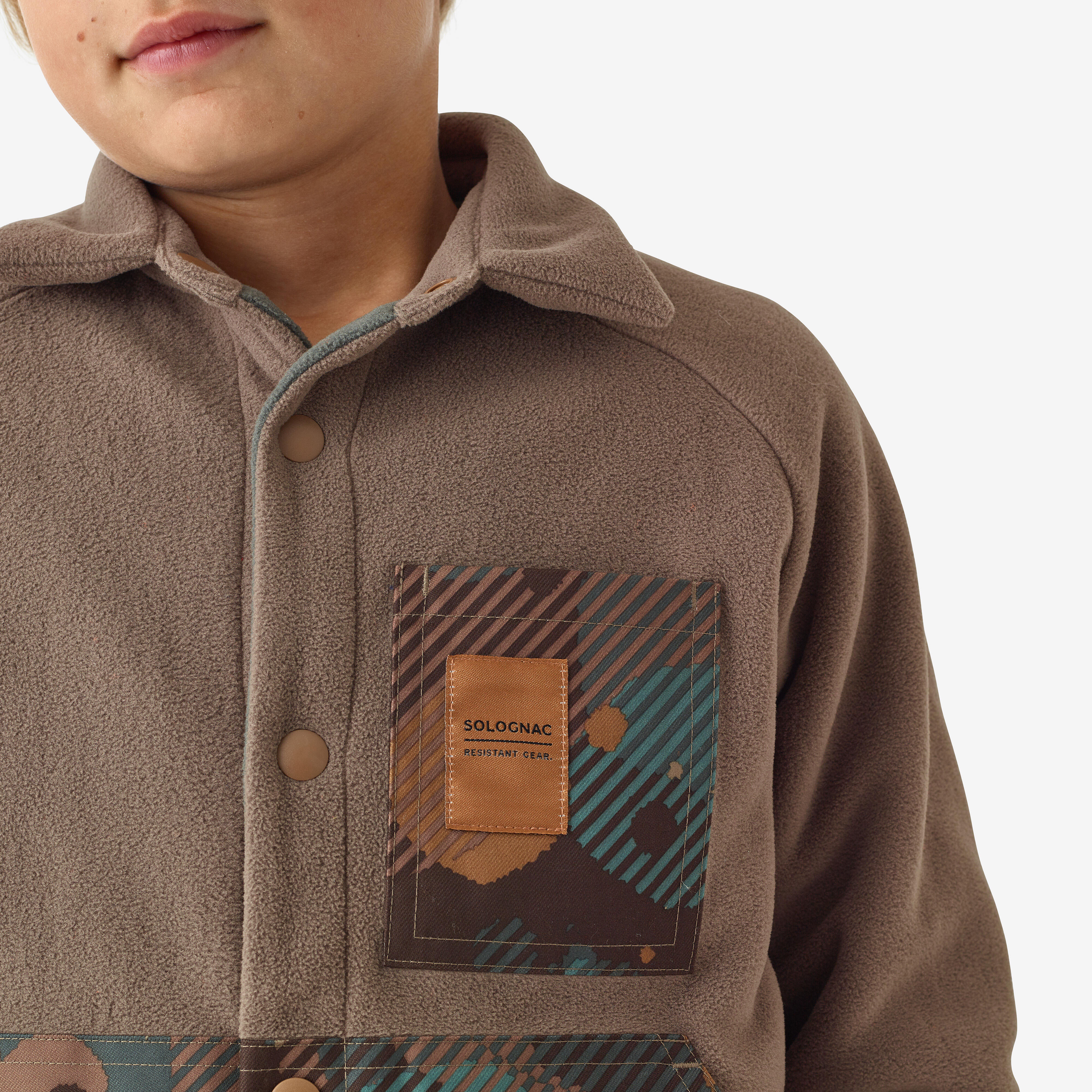Veste de chasse en polaire enfant – 500 brun - SOLOGNAC