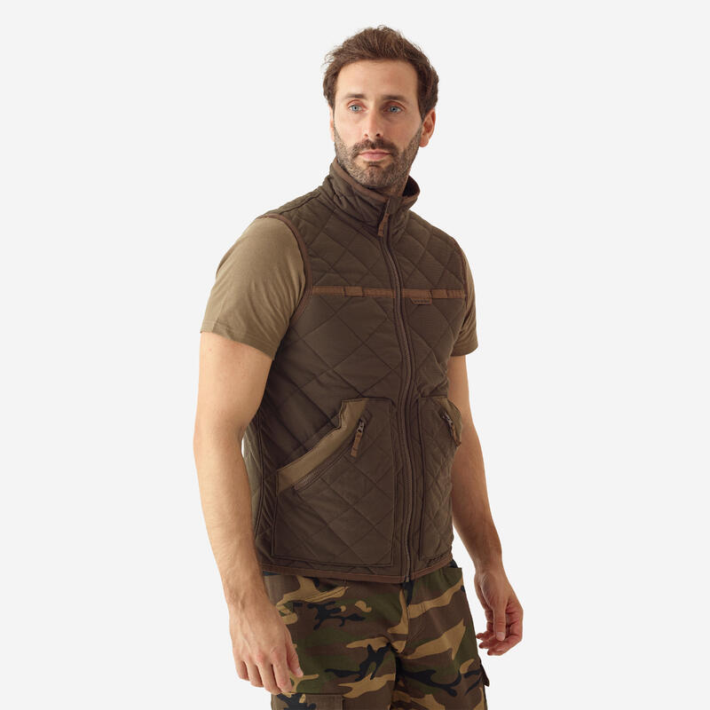 Gilet chasse matelassé silencieux marron 500.