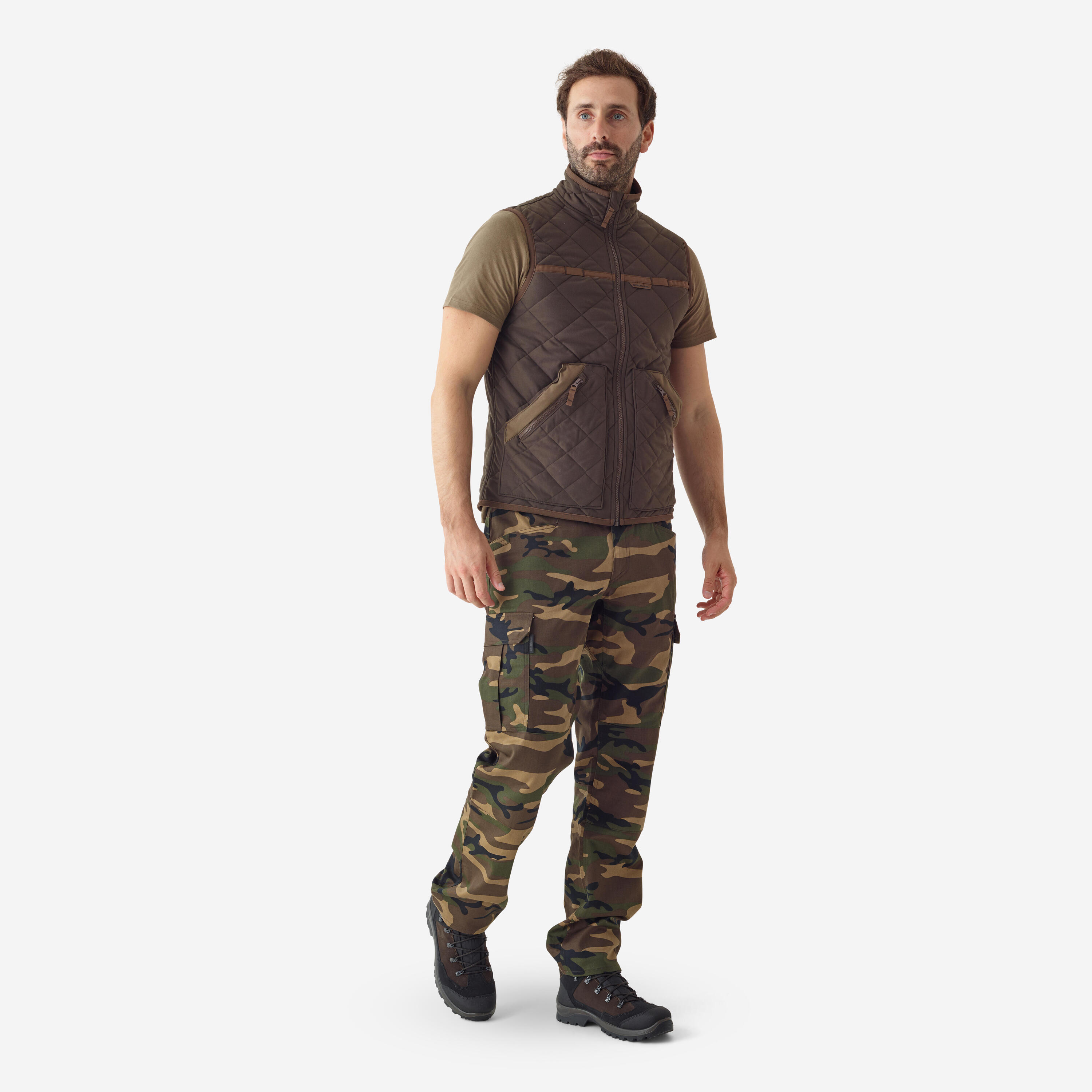 Gilet caccia silenzioso 500 marrone 2/7