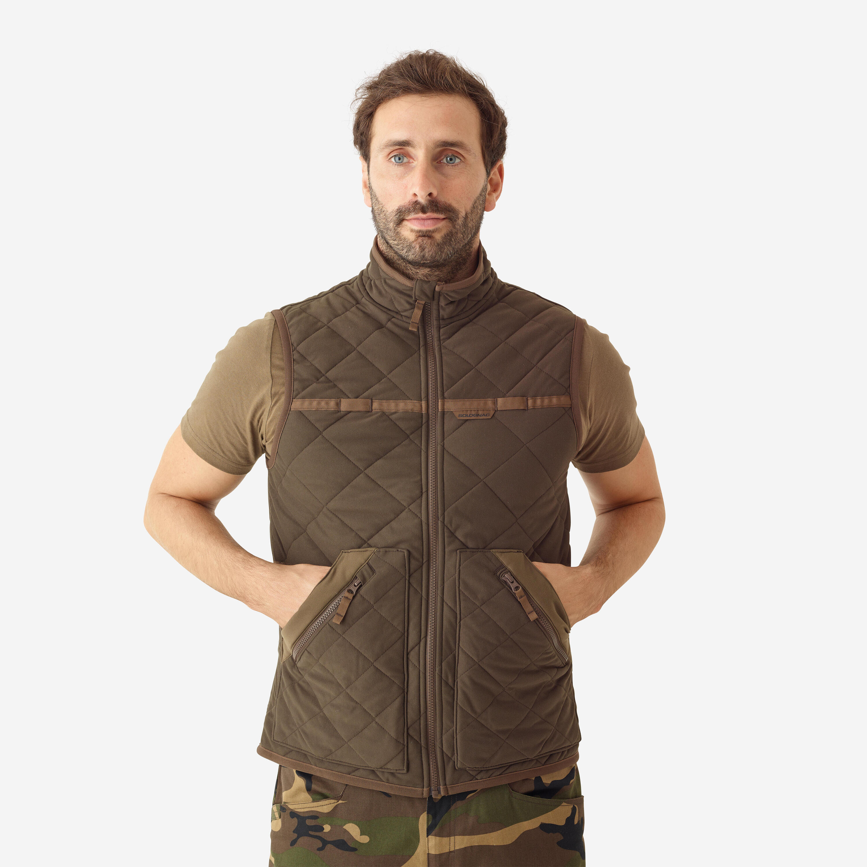 Gilet caccia silenzioso 500 marrone 4/7