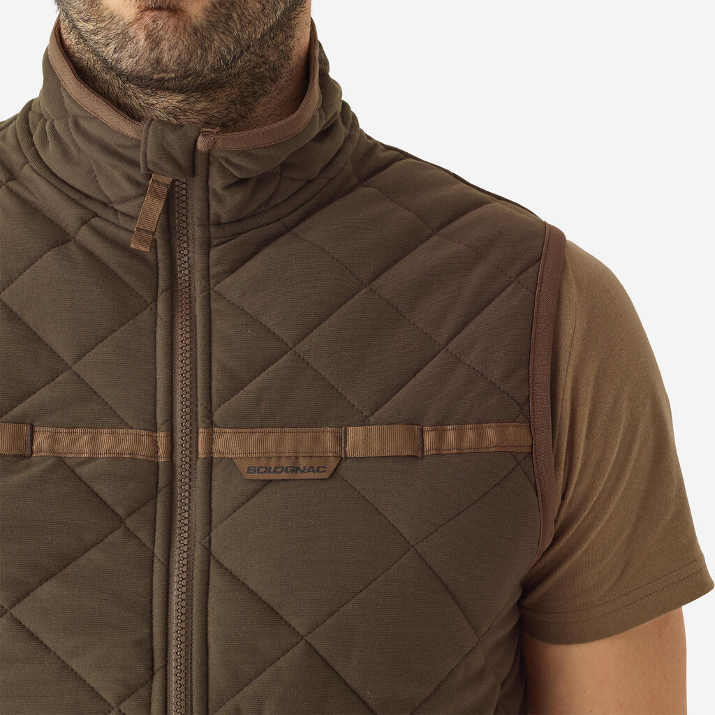 Gilet chasse matelassé silencieux marron 500.