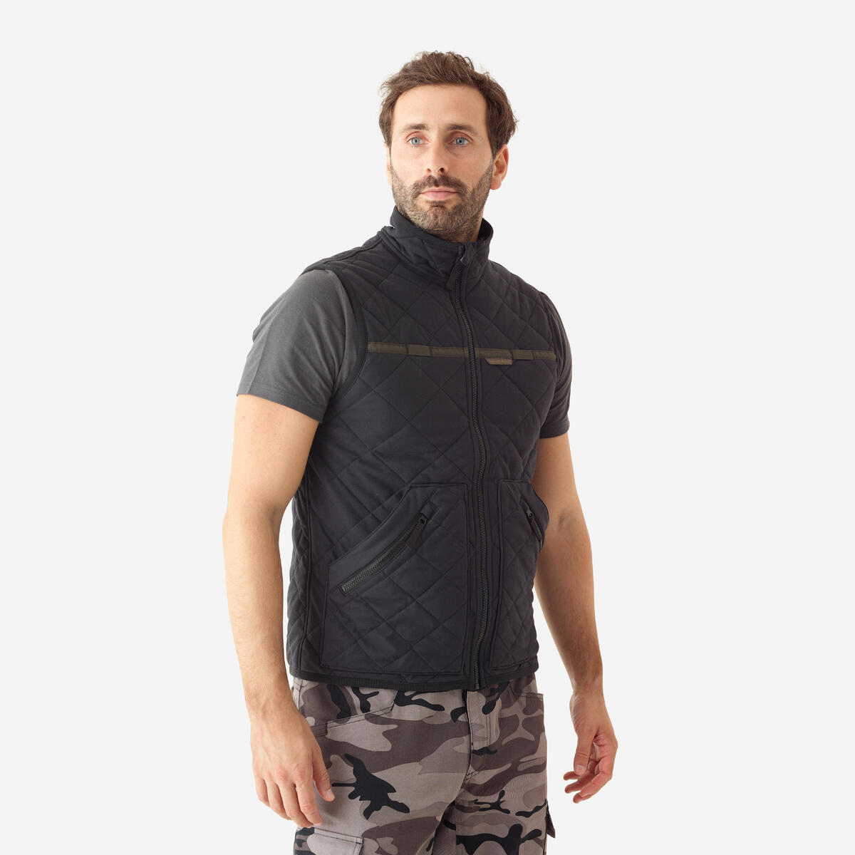 Gilet chasse matelassé silencieux noir 500.