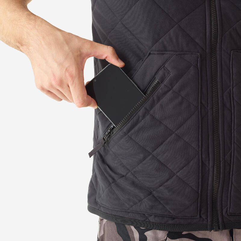 Gilet chasse matelassé silencieux noir 500.