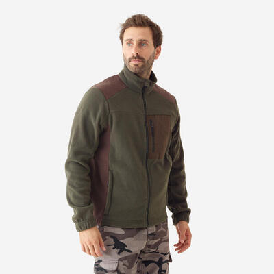 Tweekleurige fleece jas 500 bruin groen