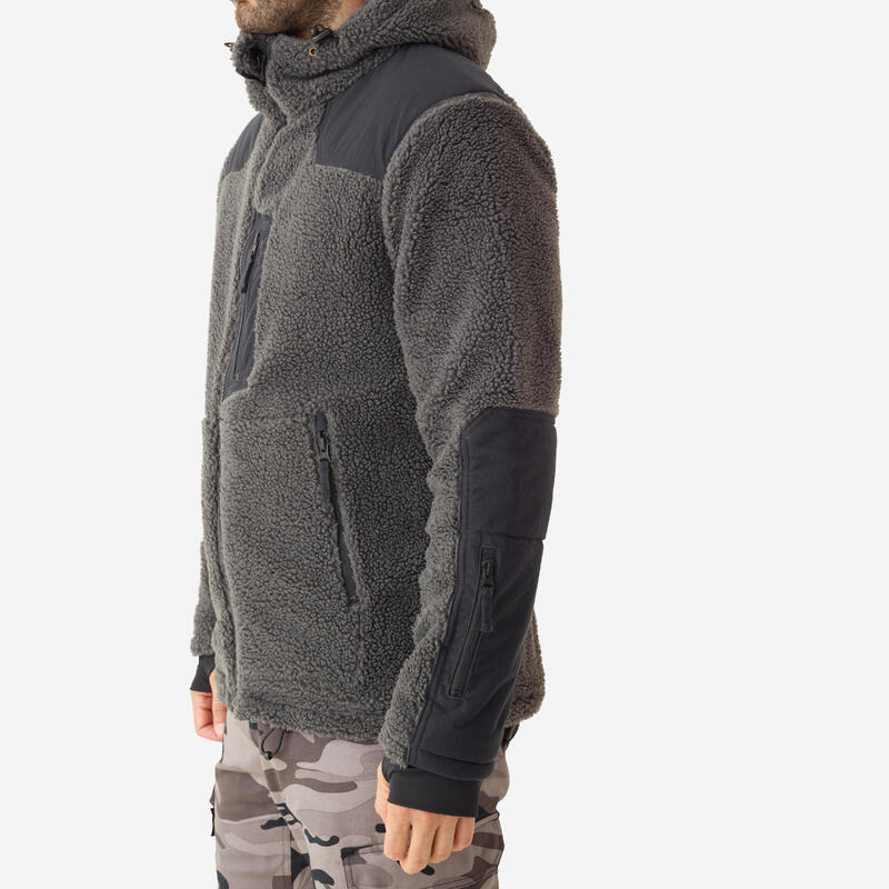 Erkek Ses Çıkarmayan Polar Hırka - Gri - Avcılık ve Doğa Gözlemi - 900
