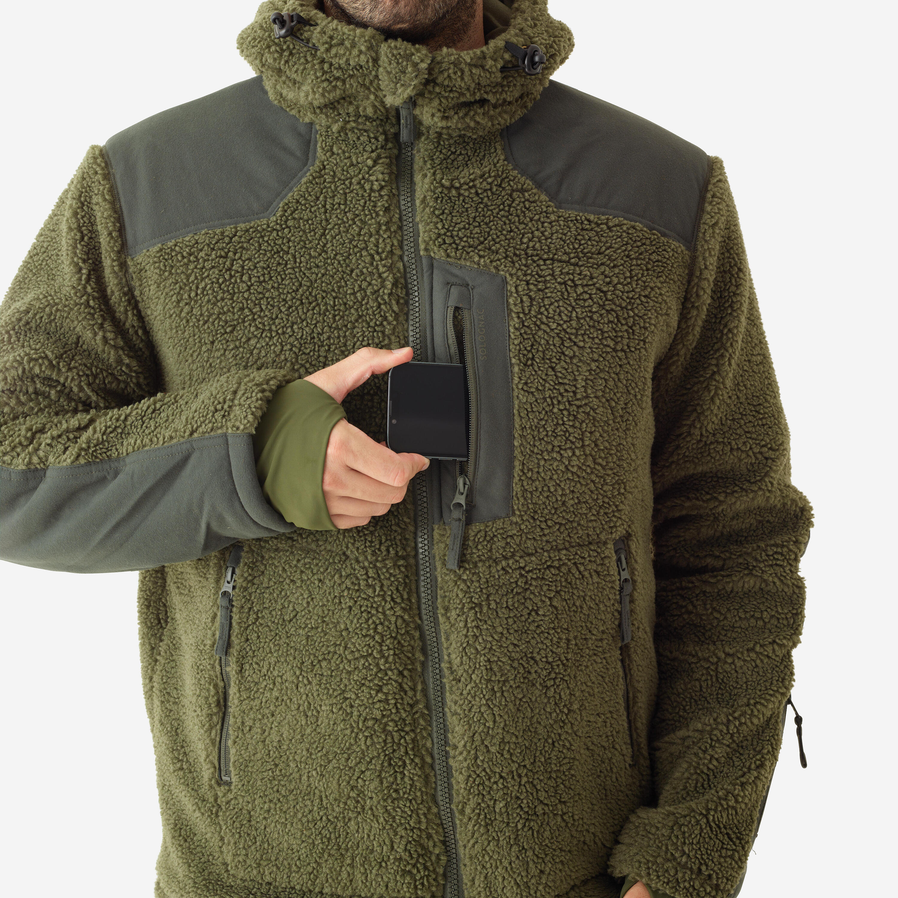 Warm wollig fleecejack 900 groen 5/8