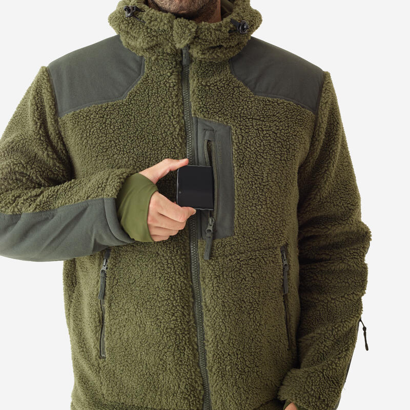 Polaire de chasse chaude sherpa moutonnée 900 verte