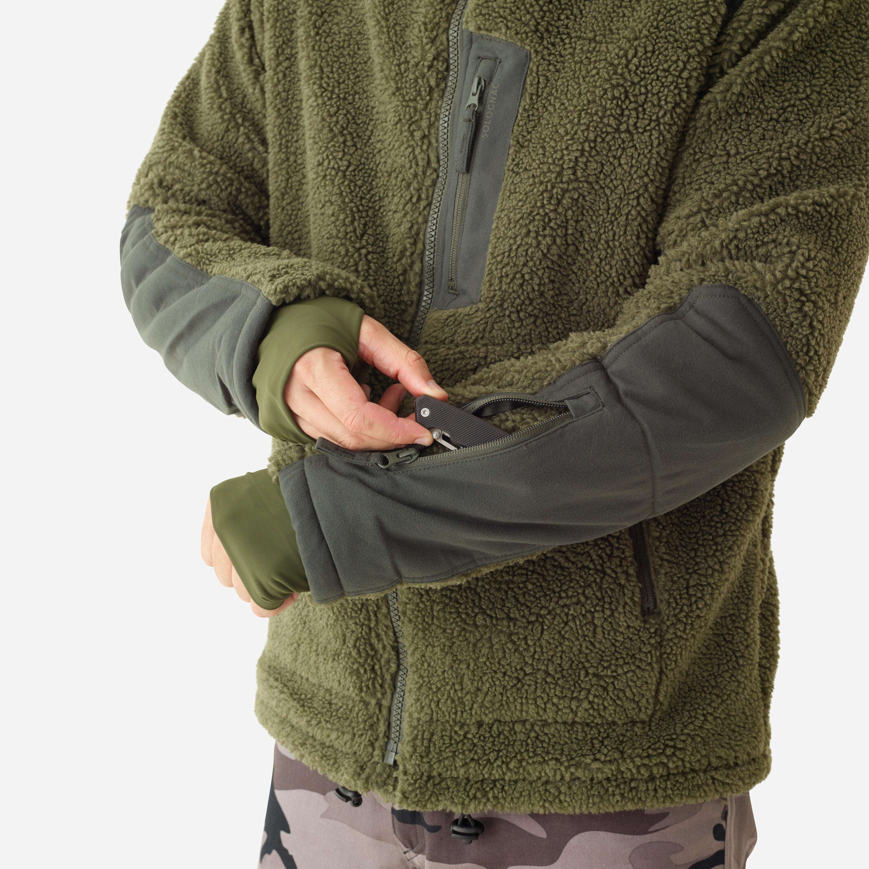 Warm wollig fleecejack 900 groen 6/8