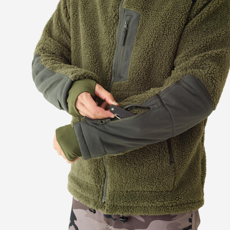Lovecká fleecová hřejivá bunda s beránkem Sherpa 900
