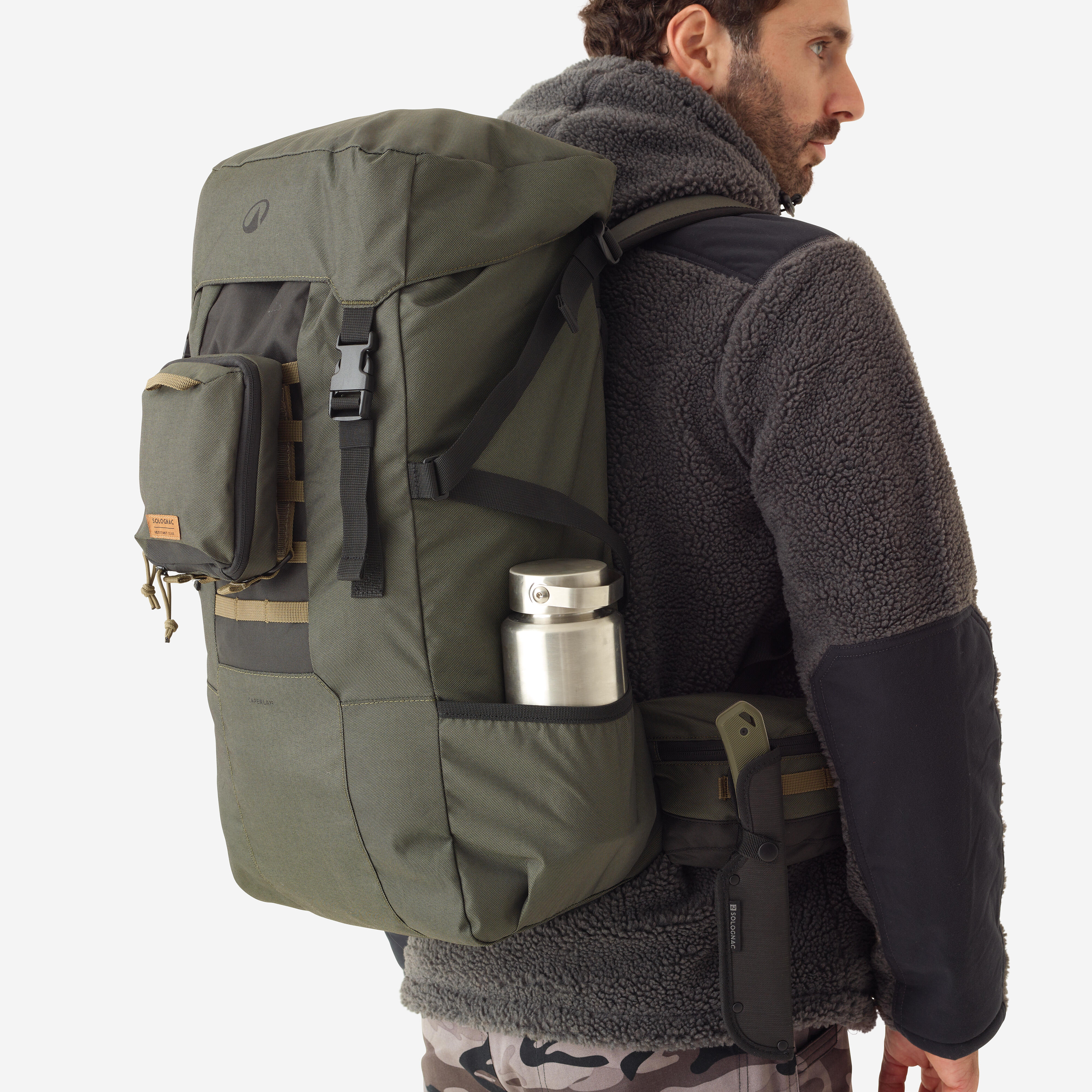 Sac à dos de bushcraft 50 L - kaki - SOLOGNAC