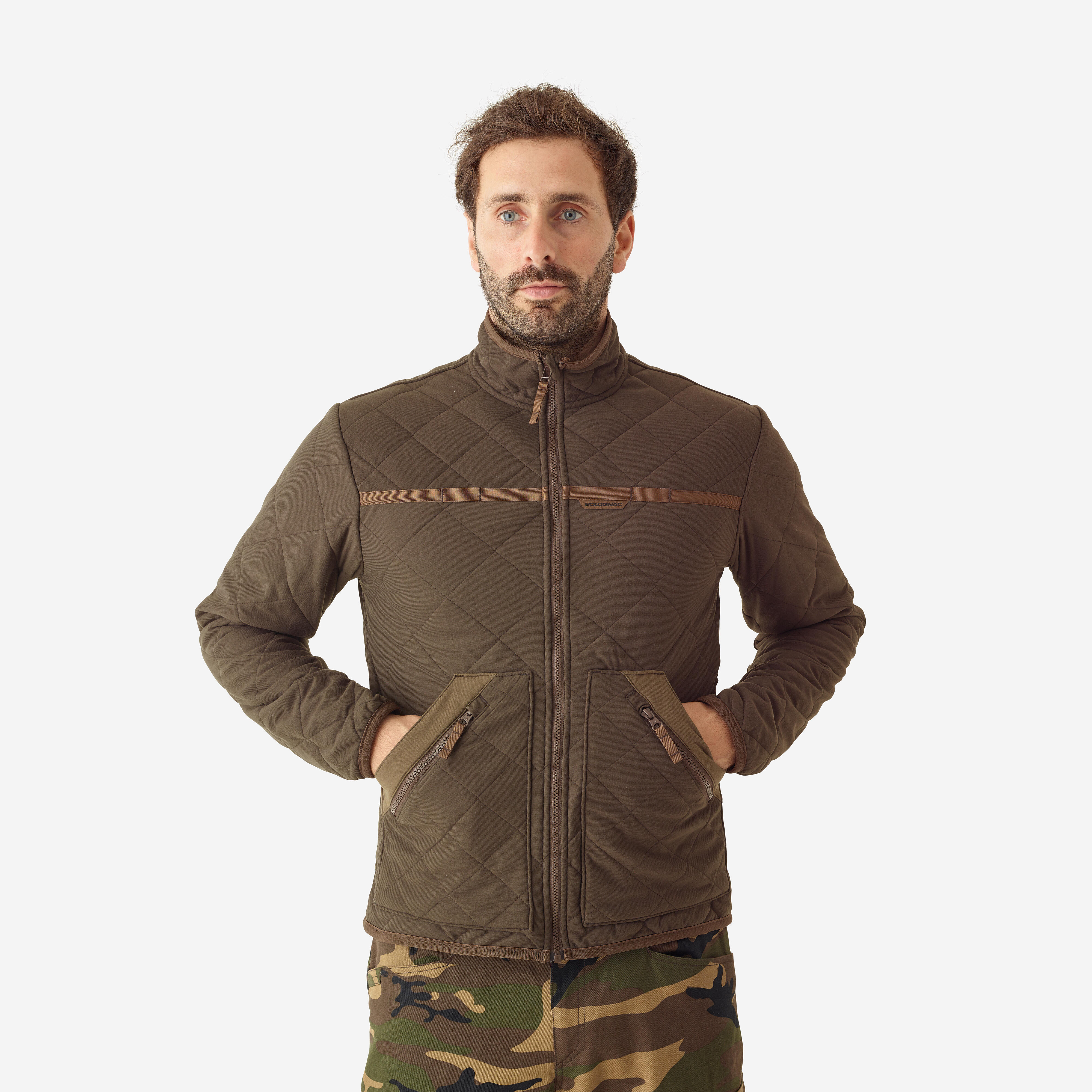 Silent Padded Jacket - 500 Brown - SOLOGNAC