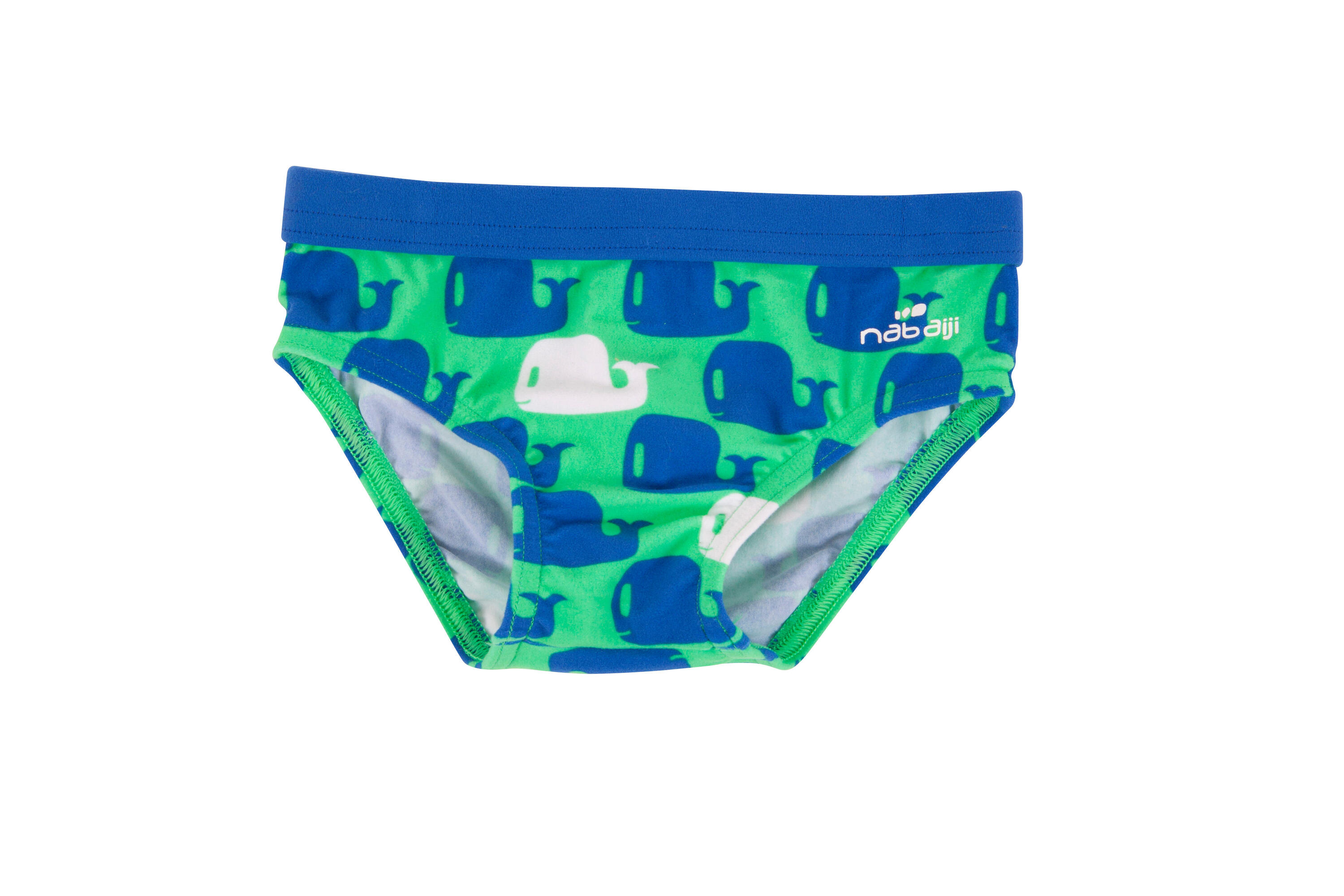 NABAIJI Baby boys' "super soft" swimming trunks with green and white "whale" print