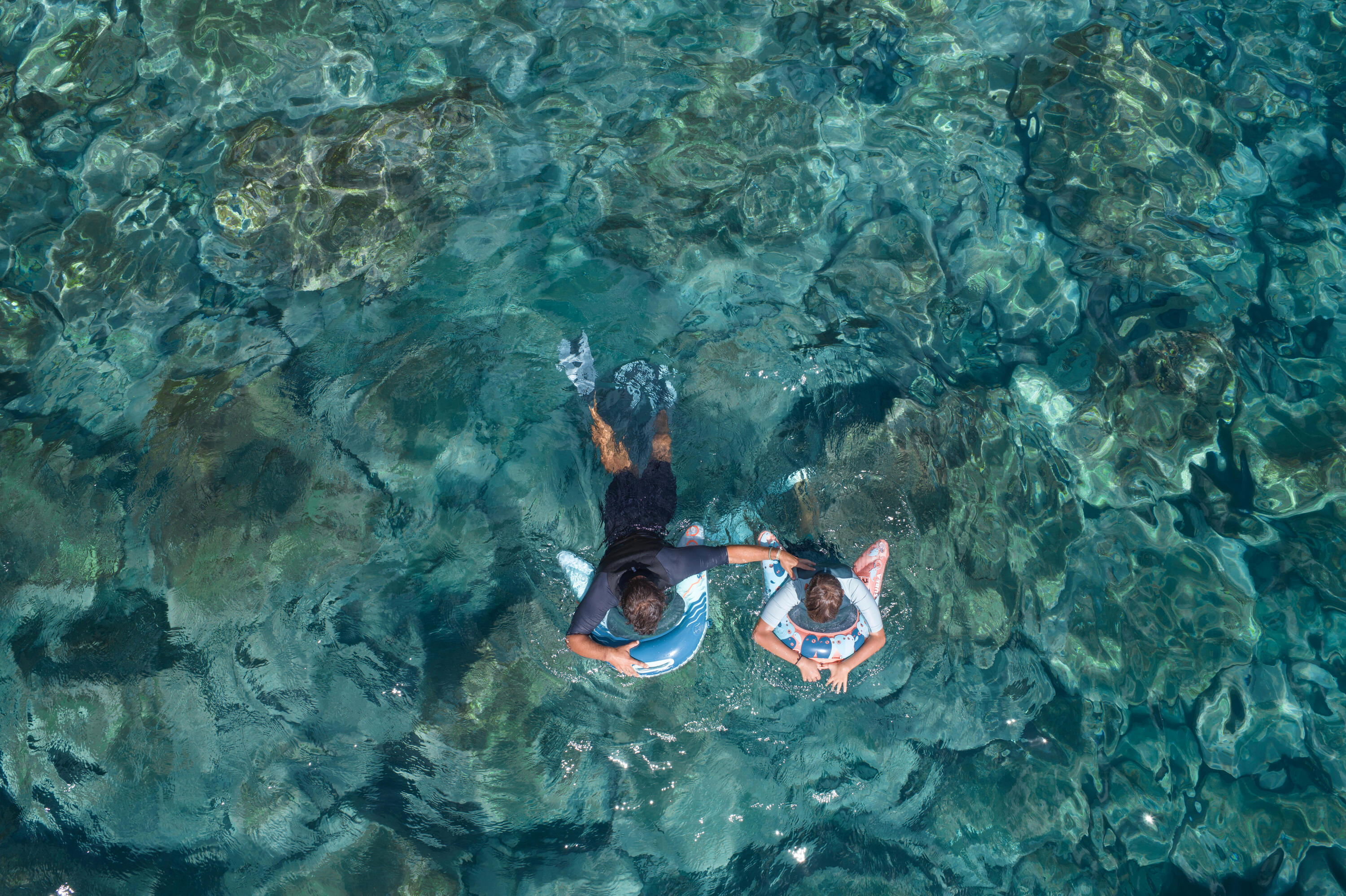 Bouée d’observation de plongée avec tuba Olu 120 fish bleu orange 8/11