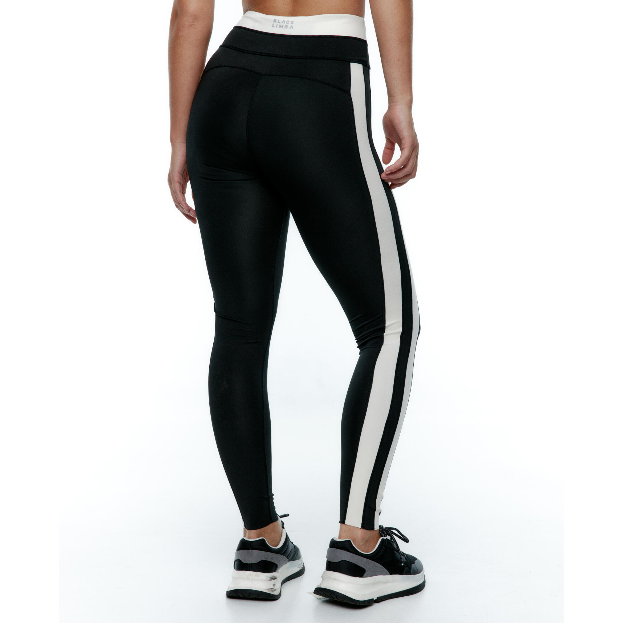 Mallas deportivas 7/8 tiro alto con bolsillo Mujer Black Limba yinyang negro 7/7