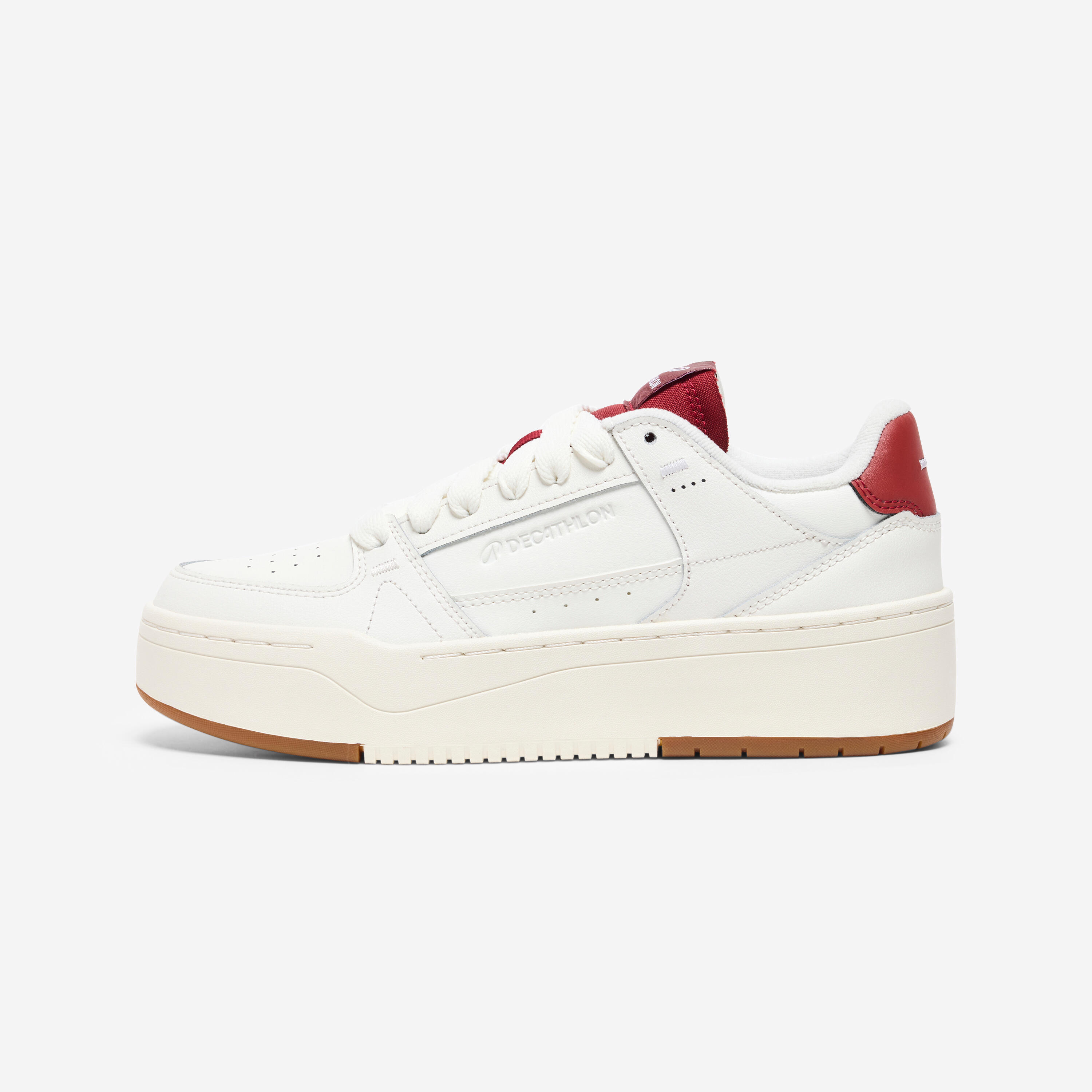 DECATHLON Sneaker Damen Leder - CJ80 Platform weiß/bordeaux