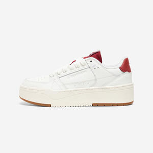 Zapatillas de piel mujer, CJ80 Platform, blanco y burdeos