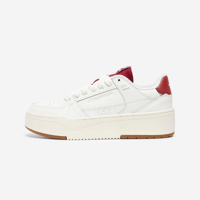 Sneaker Damen Leder - CJ80 Platform weiß/bordeaux