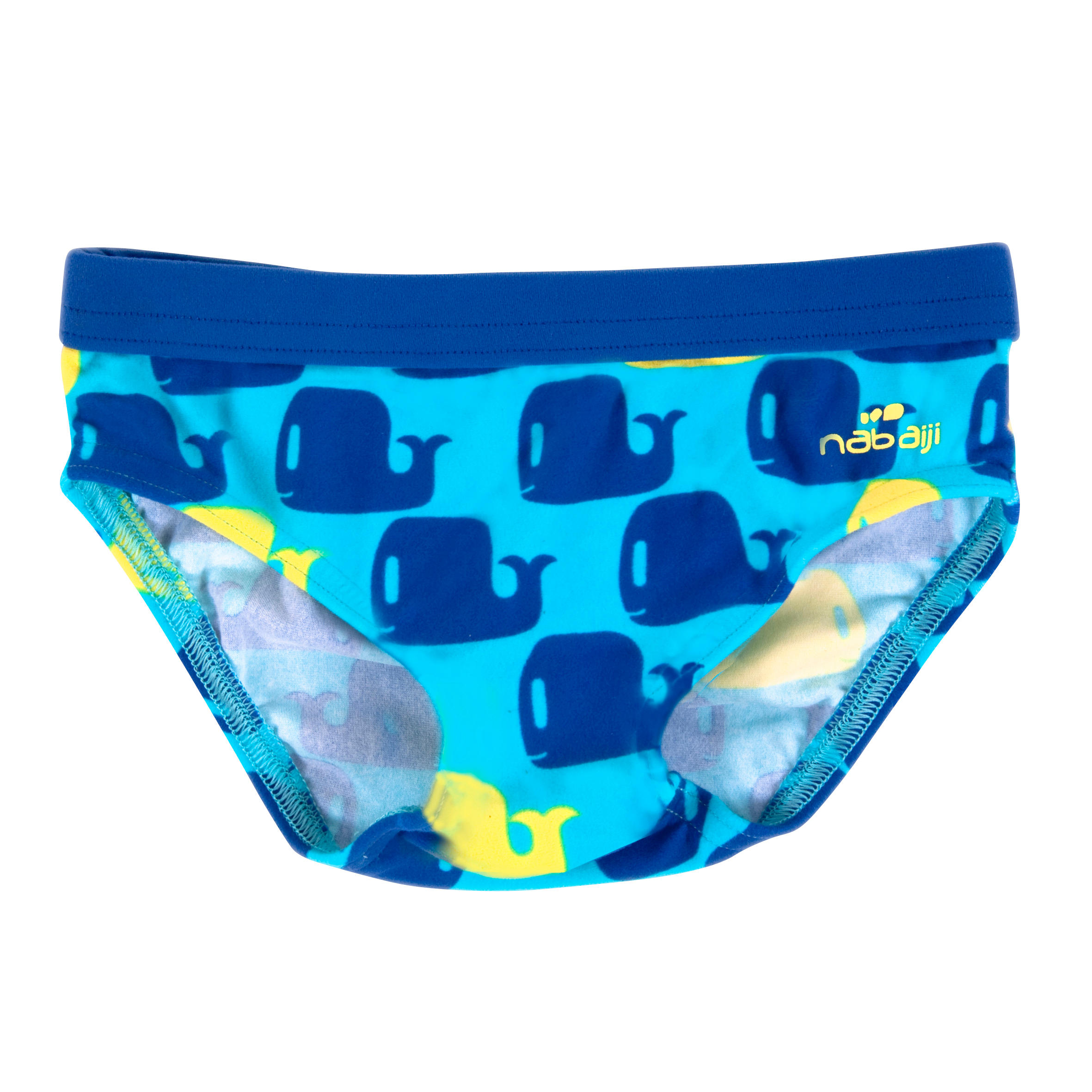 NABAIJI Baby boys' "super soft" swimming trunks with blue and yellow "whale" print