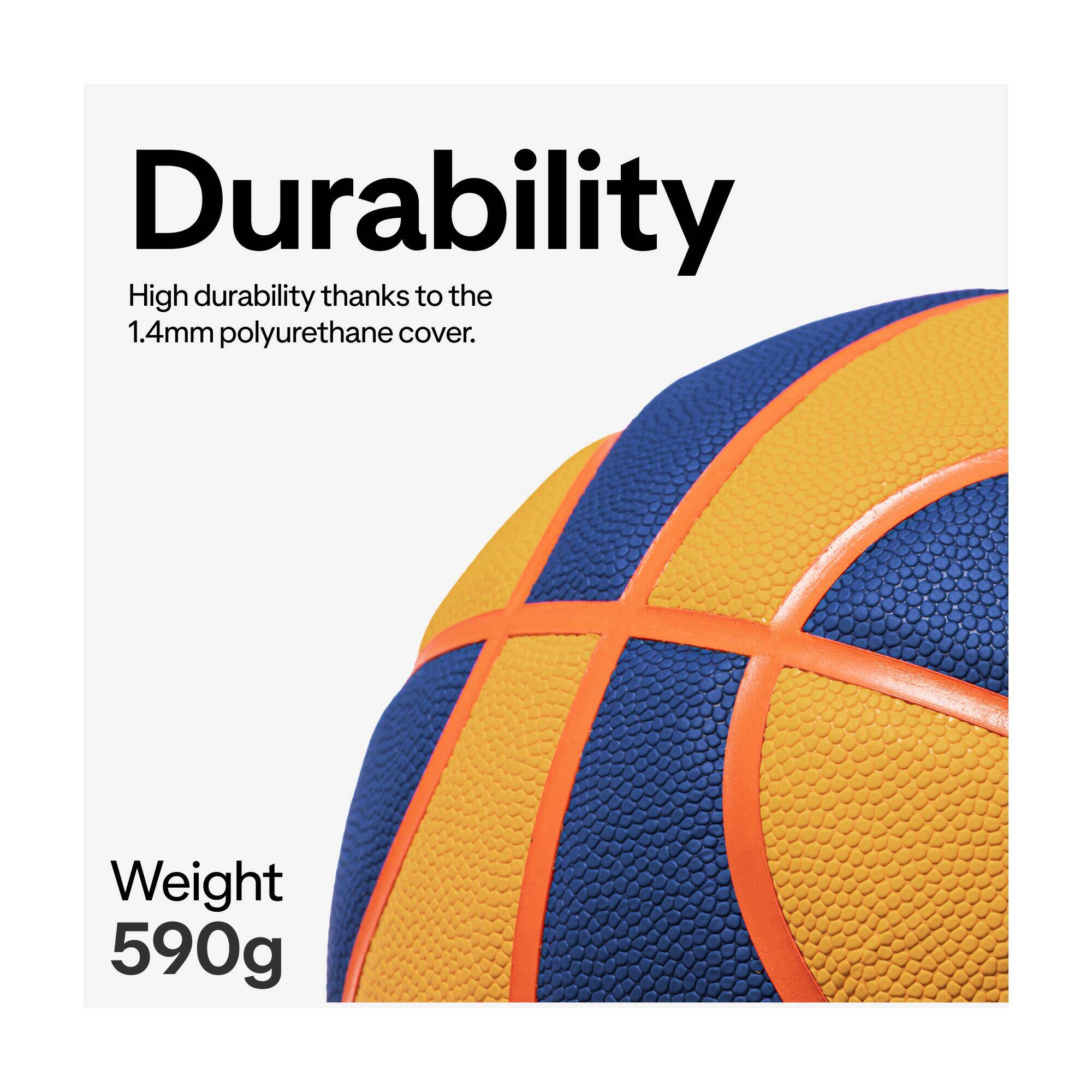 Basketball Ball 3 ON 3 Indoor Outdoor  BT500 Blue Yellow -  5