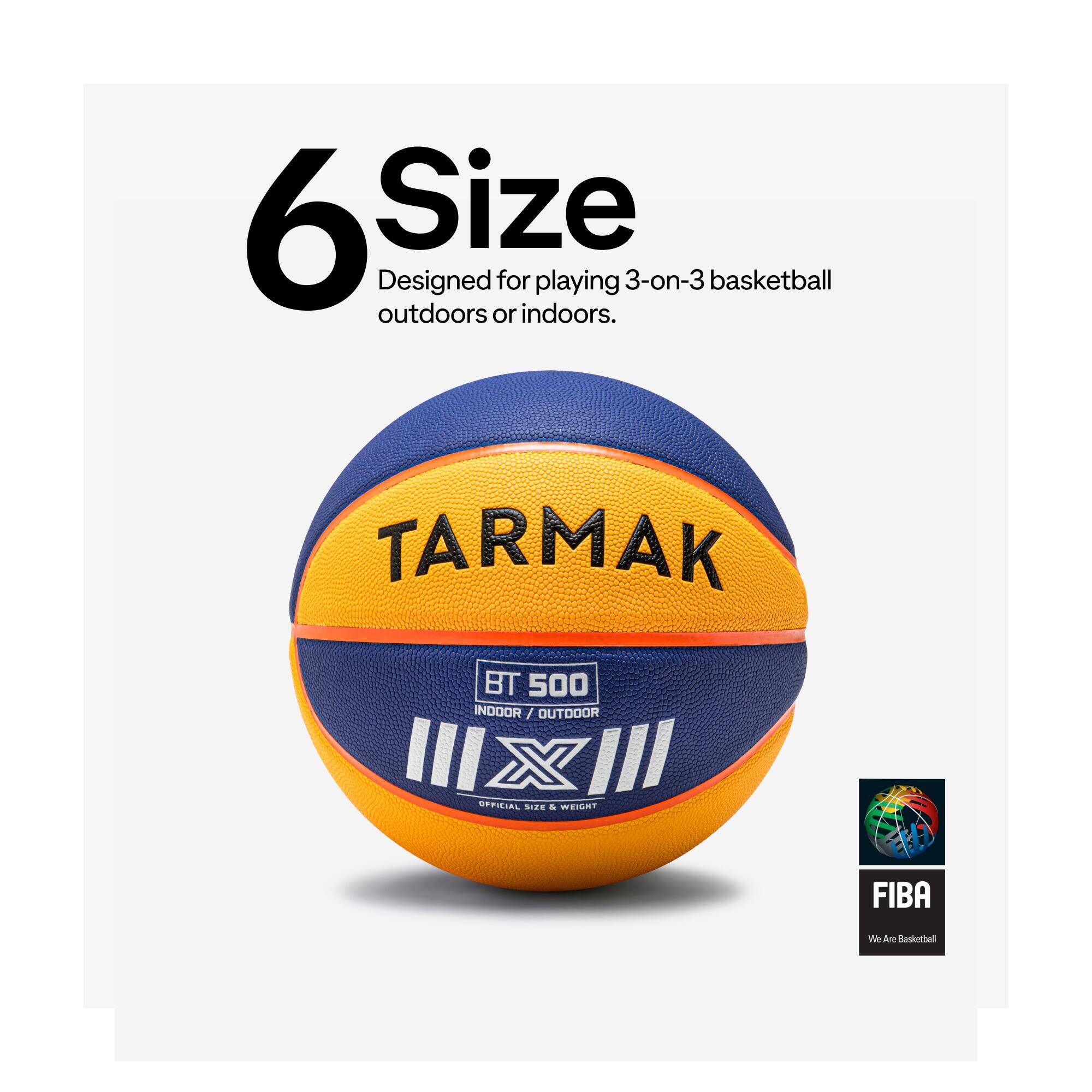 Basketball Ball 3 ON 3 Indoor Outdoor  BT500 Blue Yellow -  3