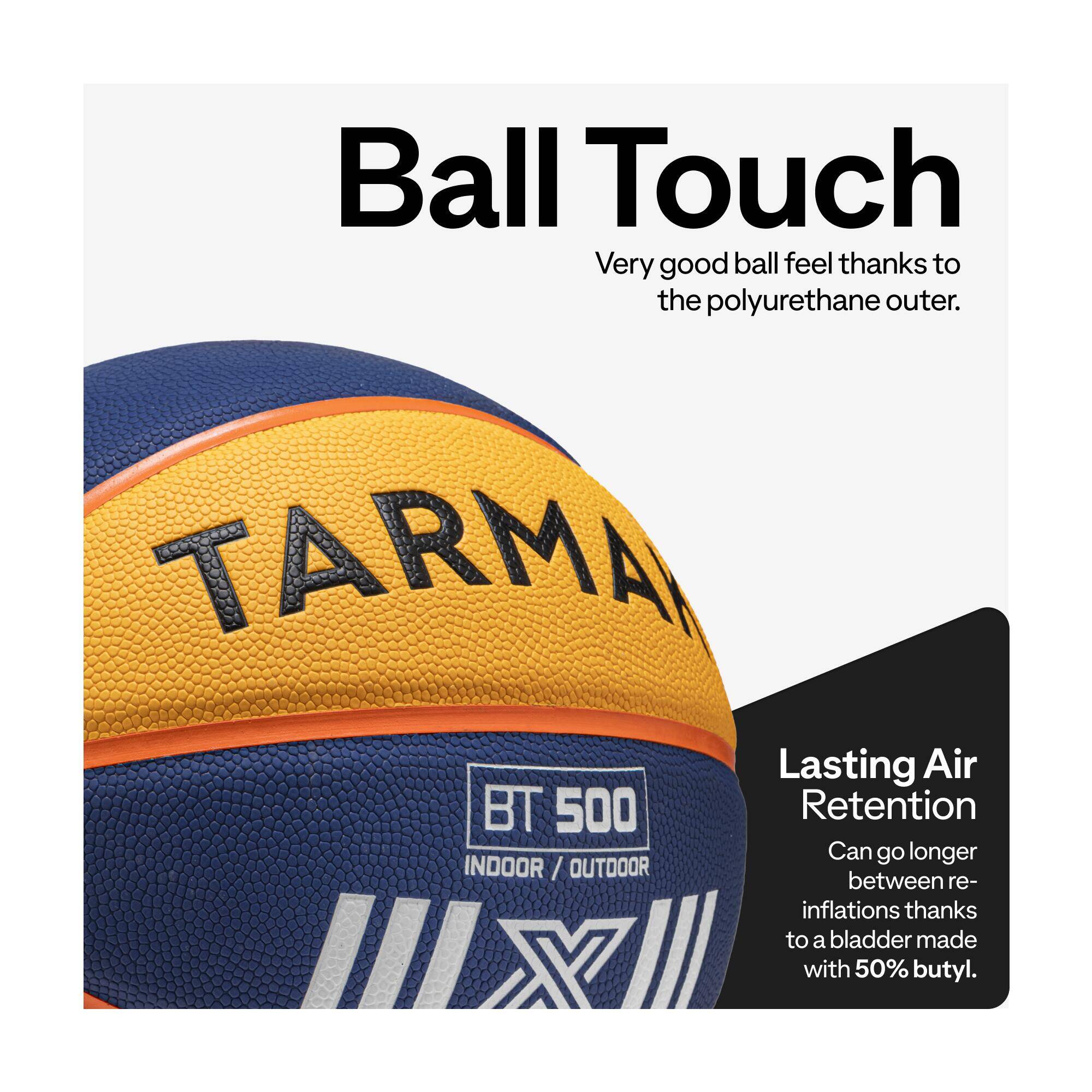 Basketball Ball 3 ON 3 Indoor Outdoor  BT500 Blue Yellow -  4