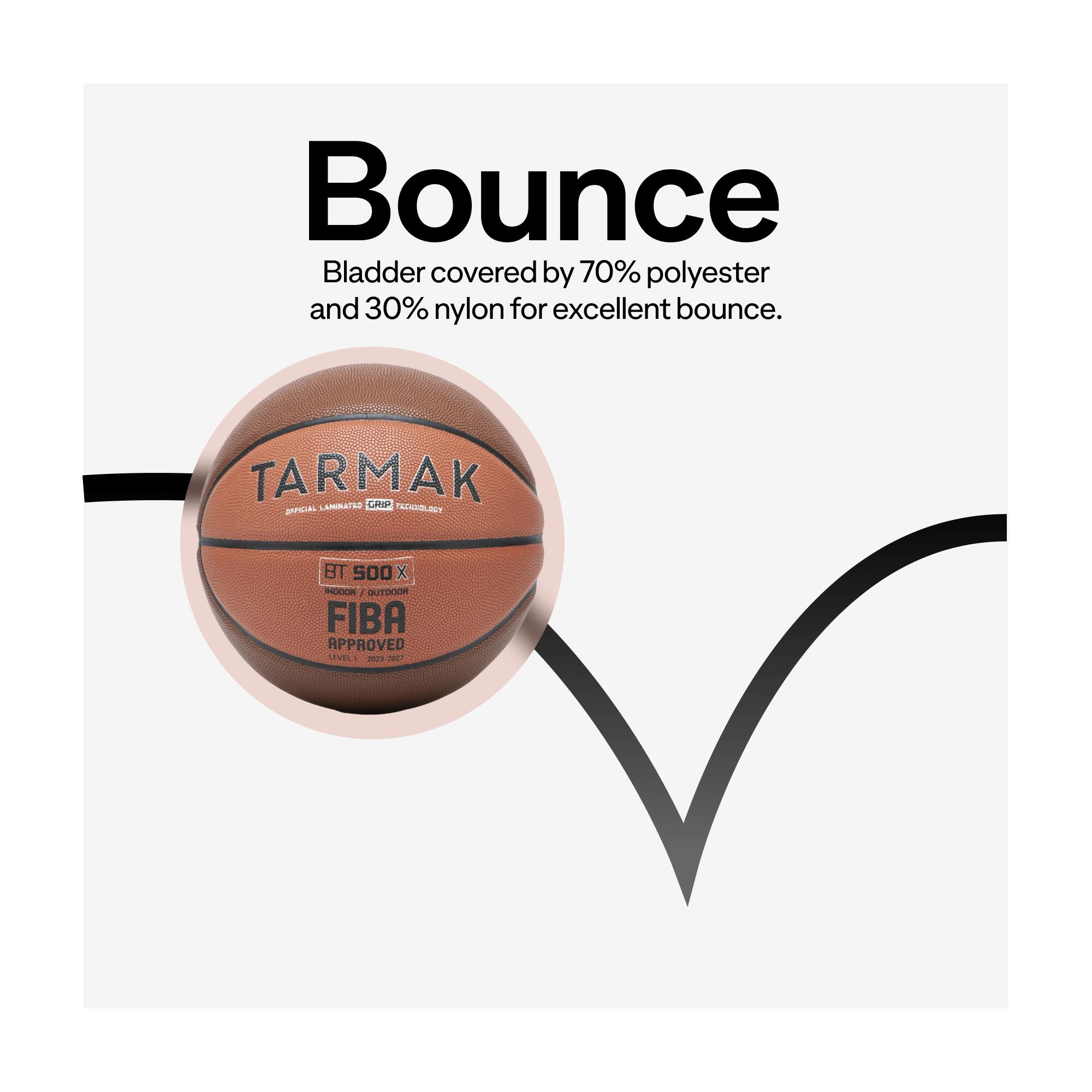 Adult Basketball BT500 Grip Size 7 - Brown/Orange