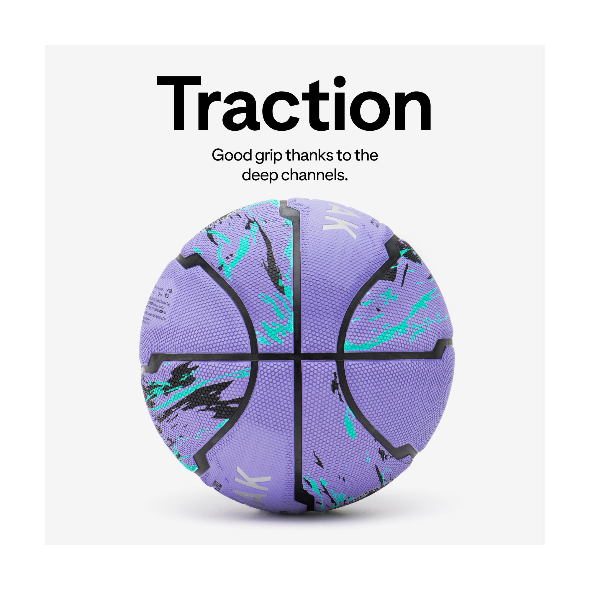 Basketball Size 6 R500 - Purple/Turquoise