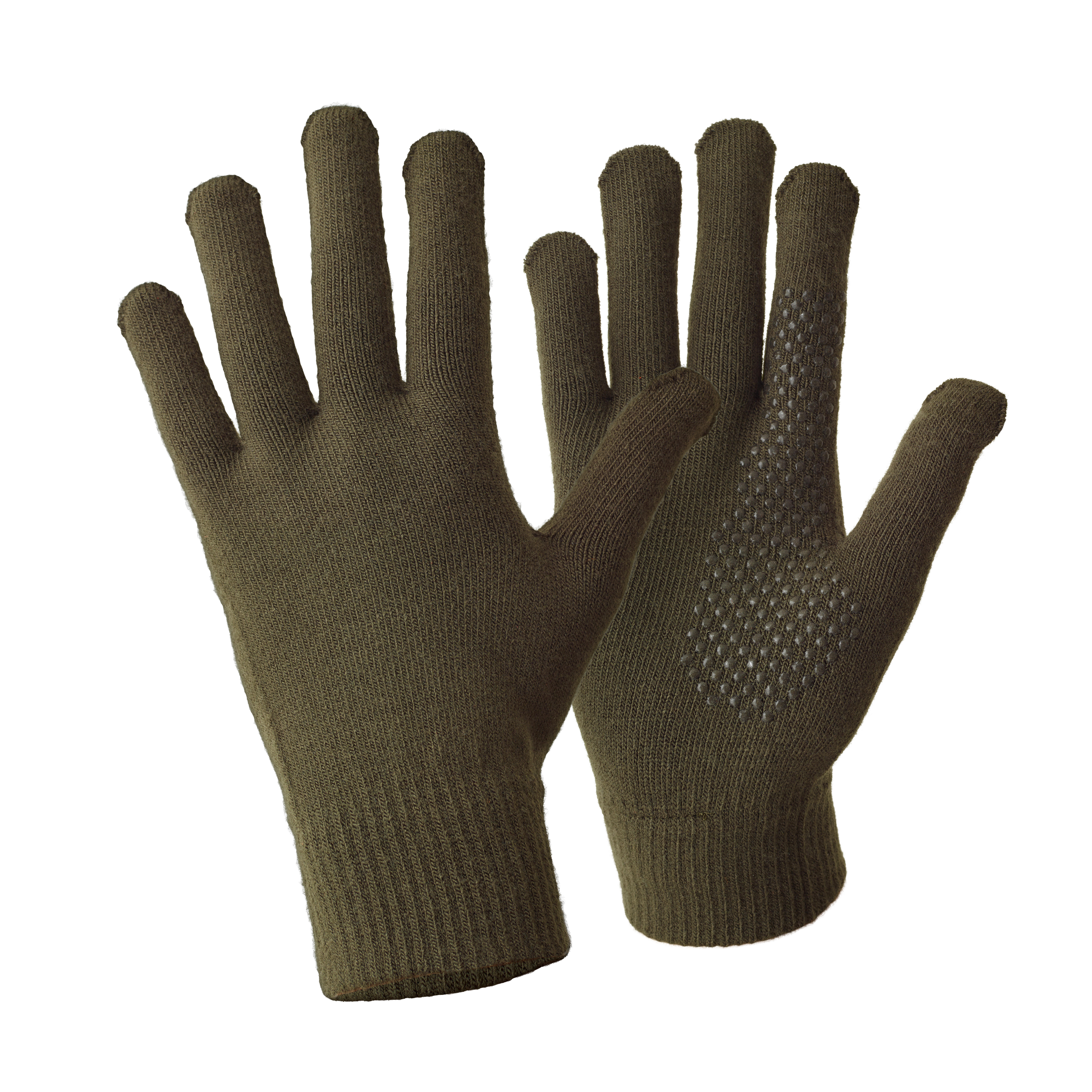 Knit Gloves - 100 Green - SOLOGNAC