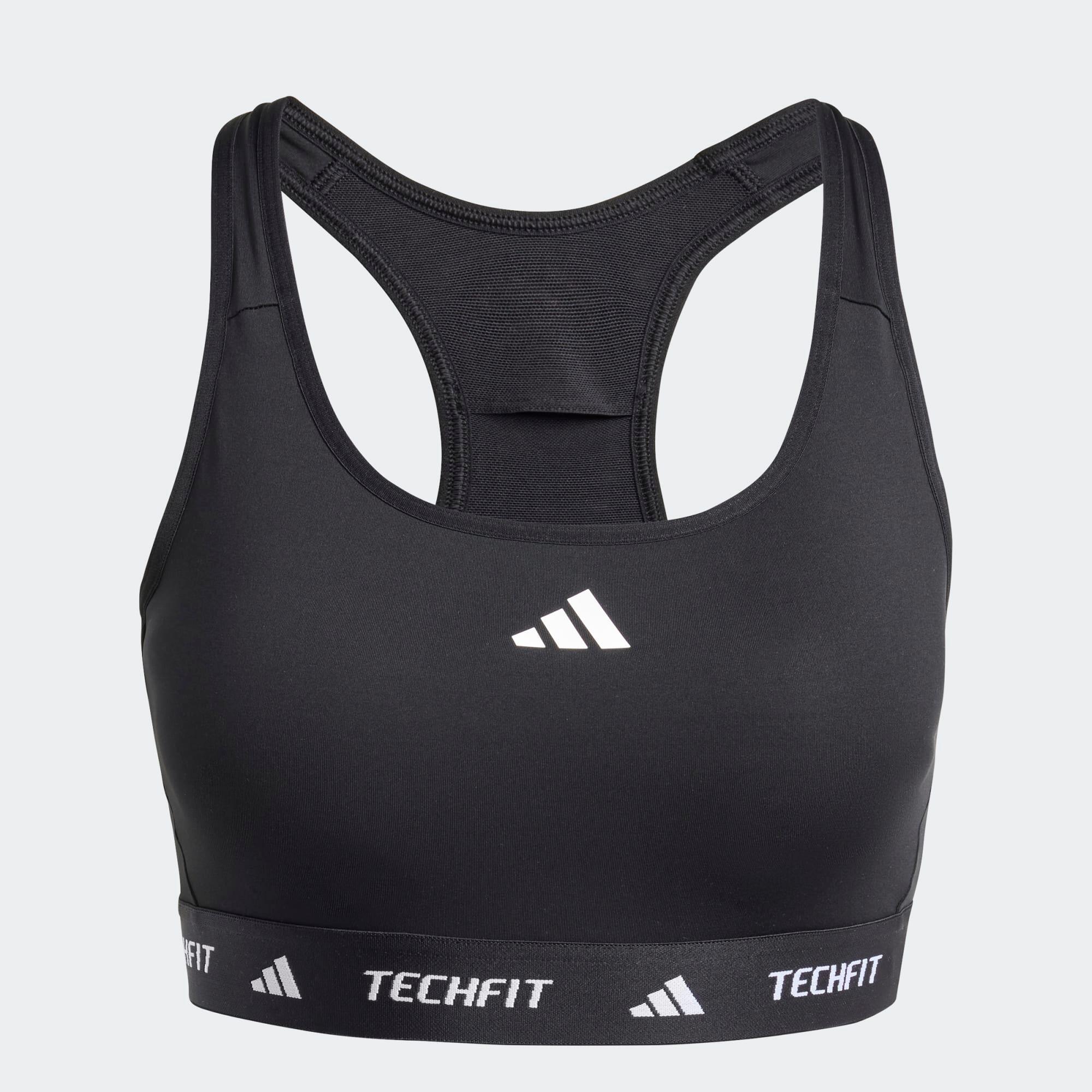 Sujetador deportivo sujeción media espalda cruzada Mujer Adidas negro 6/9