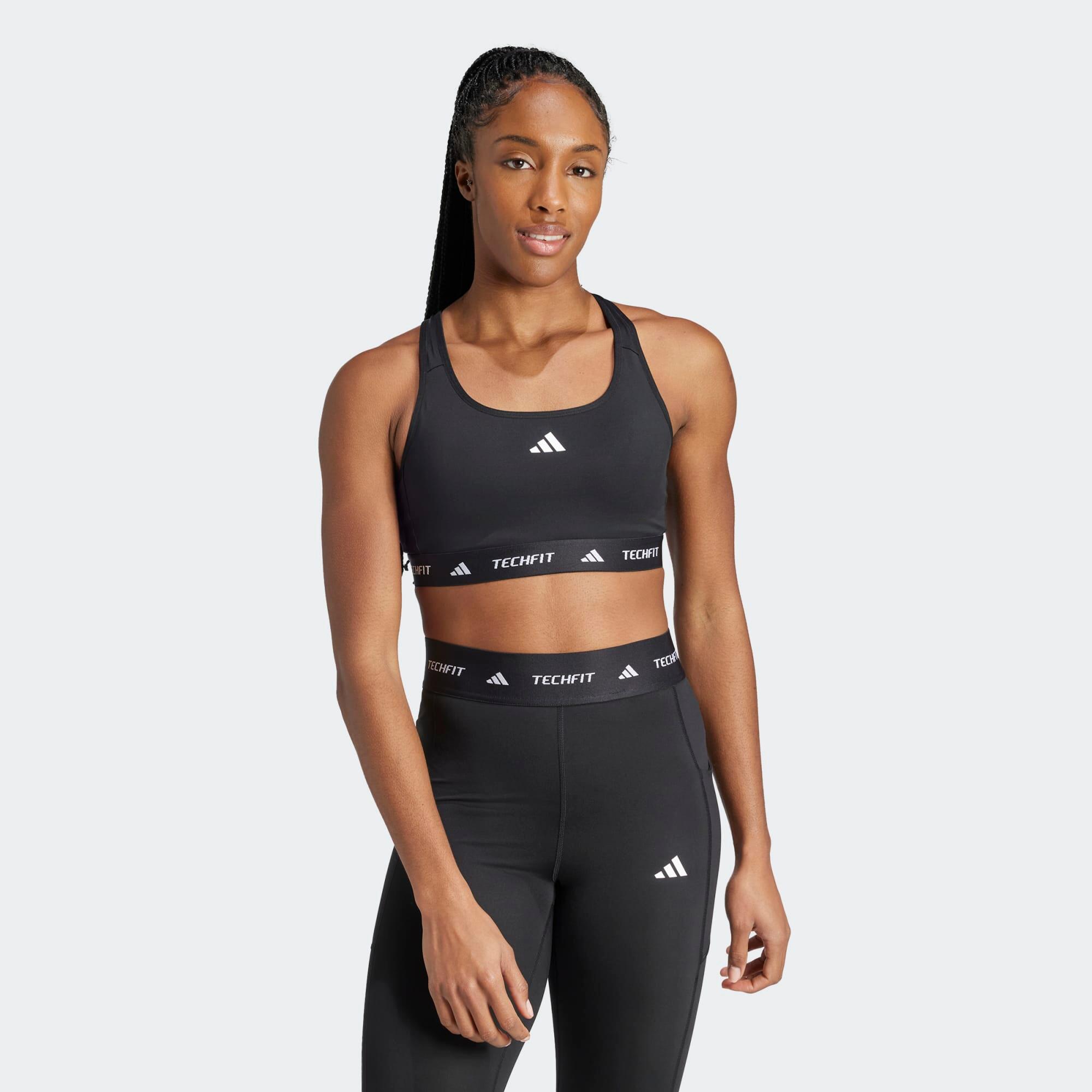Sujetador deportivo sujeción media espalda cruzada Mujer Adidas negro