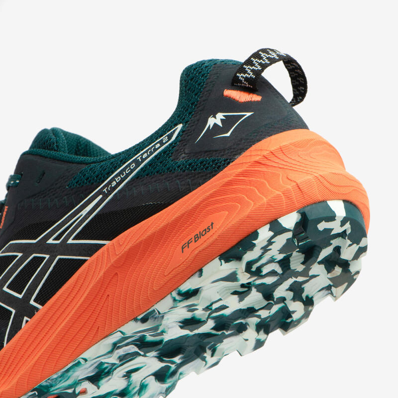 Chaussures de Trail Running Homme, Asics Trabuco Terra 2 Noir Vert Orange