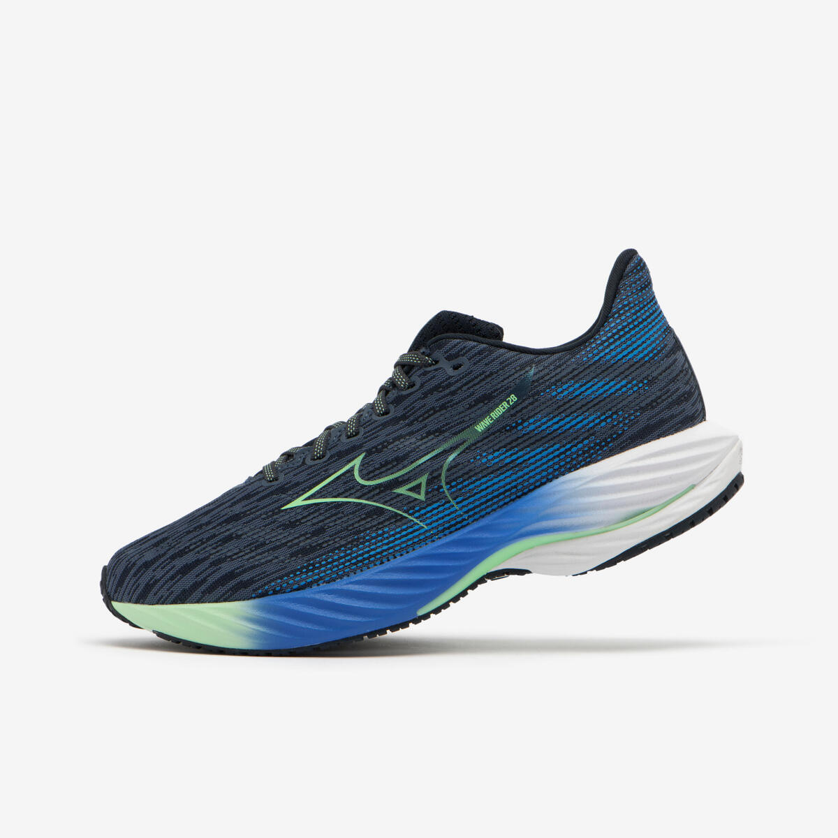 Chaussures de running route et chemin stabilisé Homme, Mizuno Wave Rider 28 Bleu