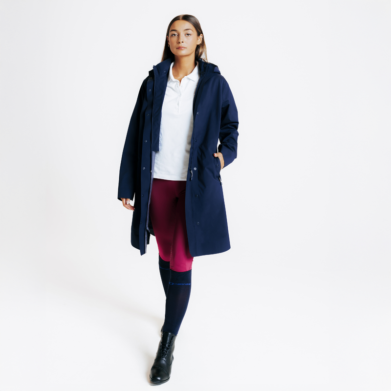 Veste D'équitation Vintage HK - Bleu Marine - Doublure Rouge - Imperméable