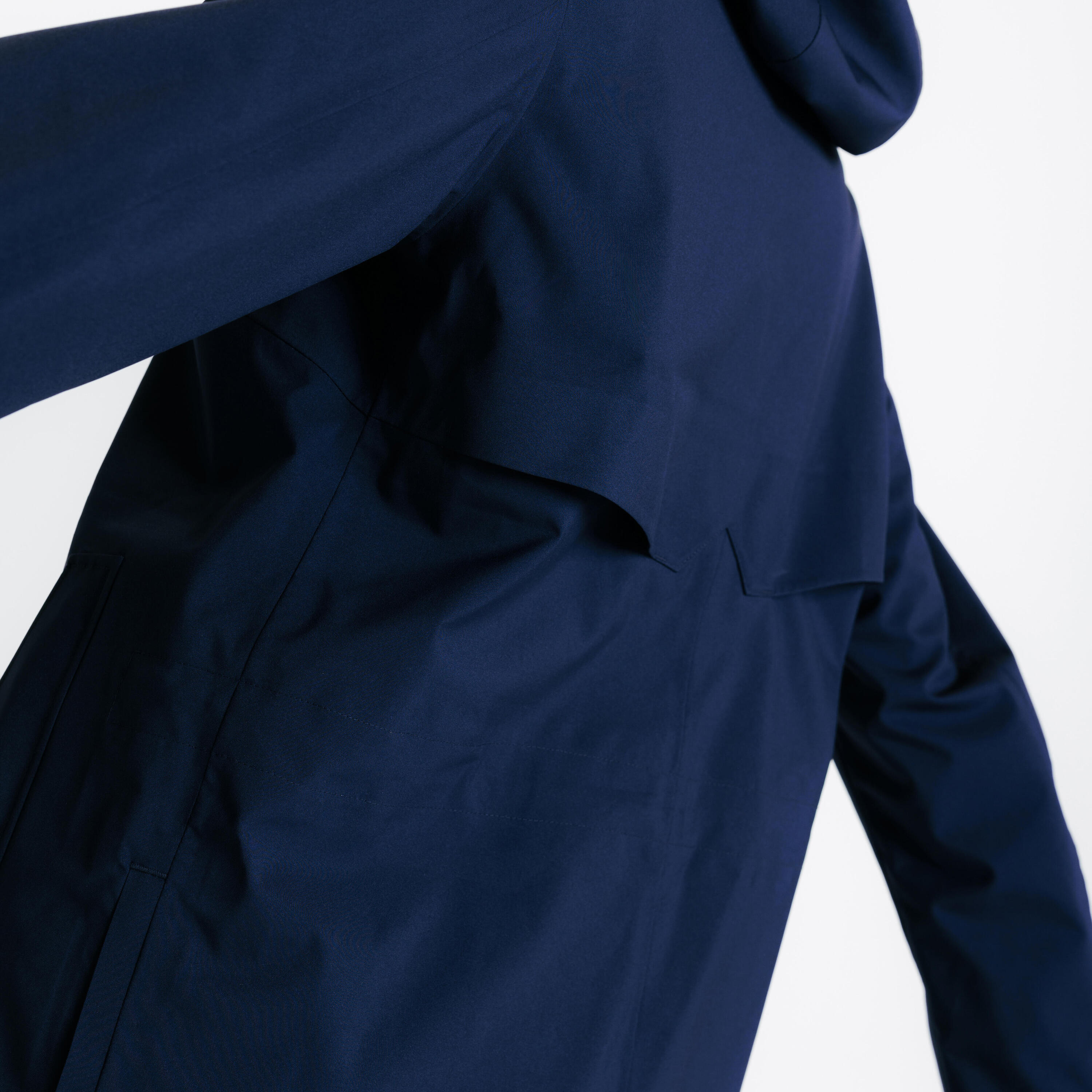 Lange waterdichte damesjas voor paardrijden marineblauw 5/6