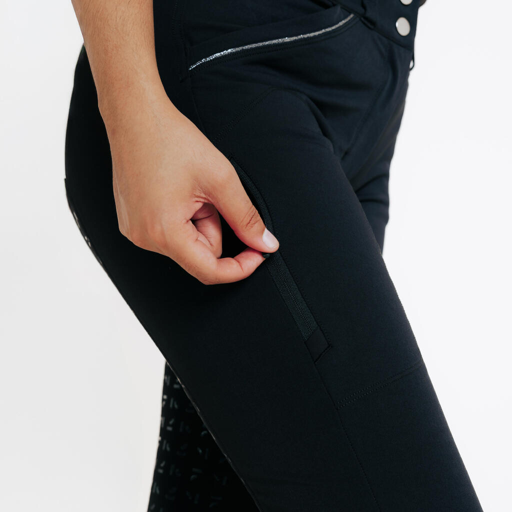 Dámske jazdecké nohavice 900 Fullgrip tmavomodré