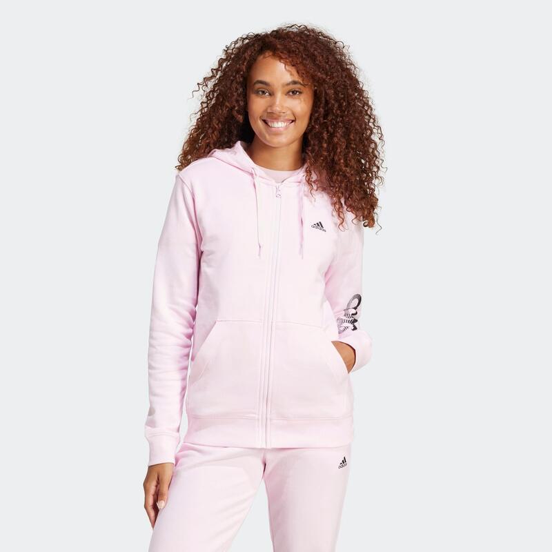 Sudadera Adidas Mujer Negro Estampado Cremallera
