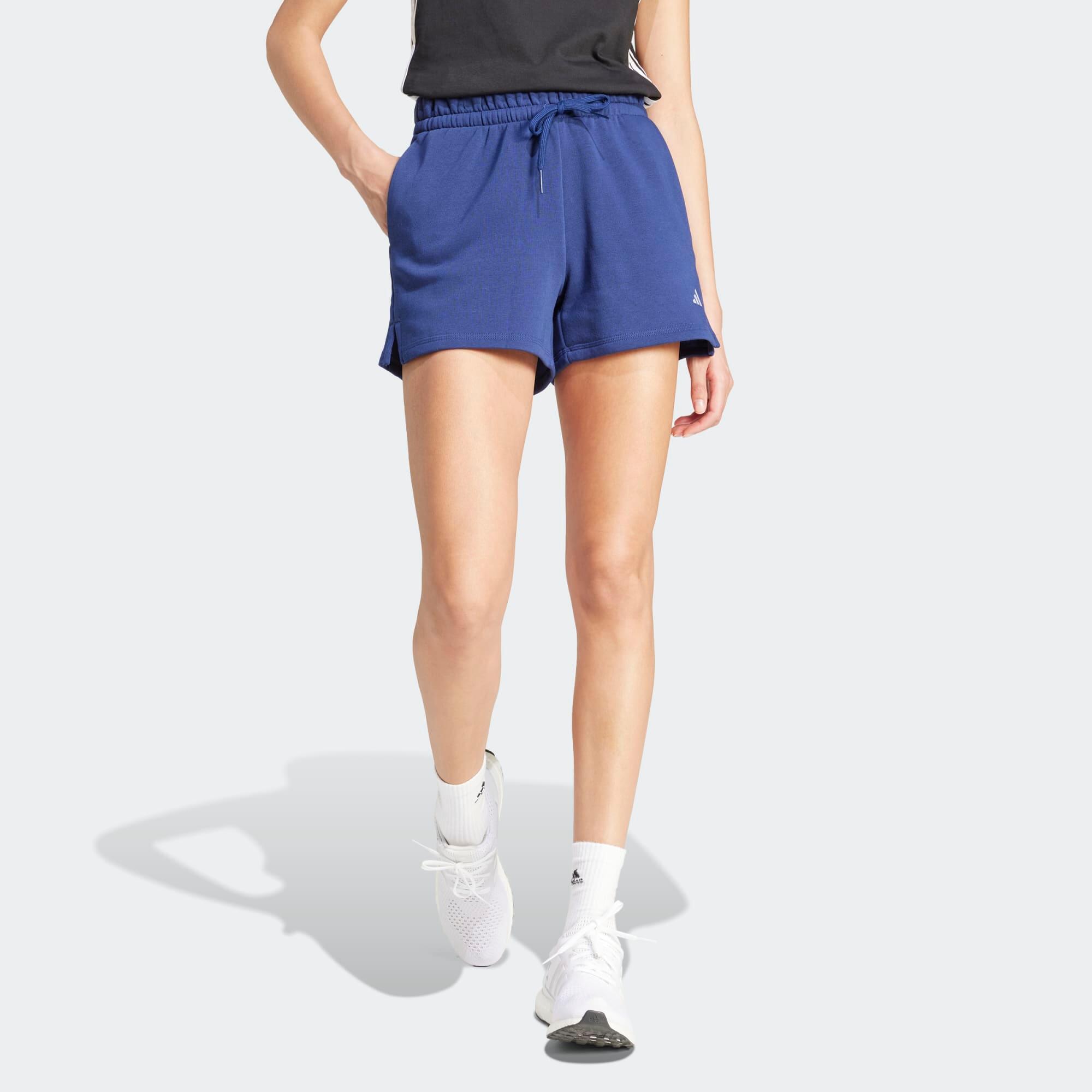 ADIDAS Pantaloncini ADIDAS donna palestra regular fit cotone azzurri