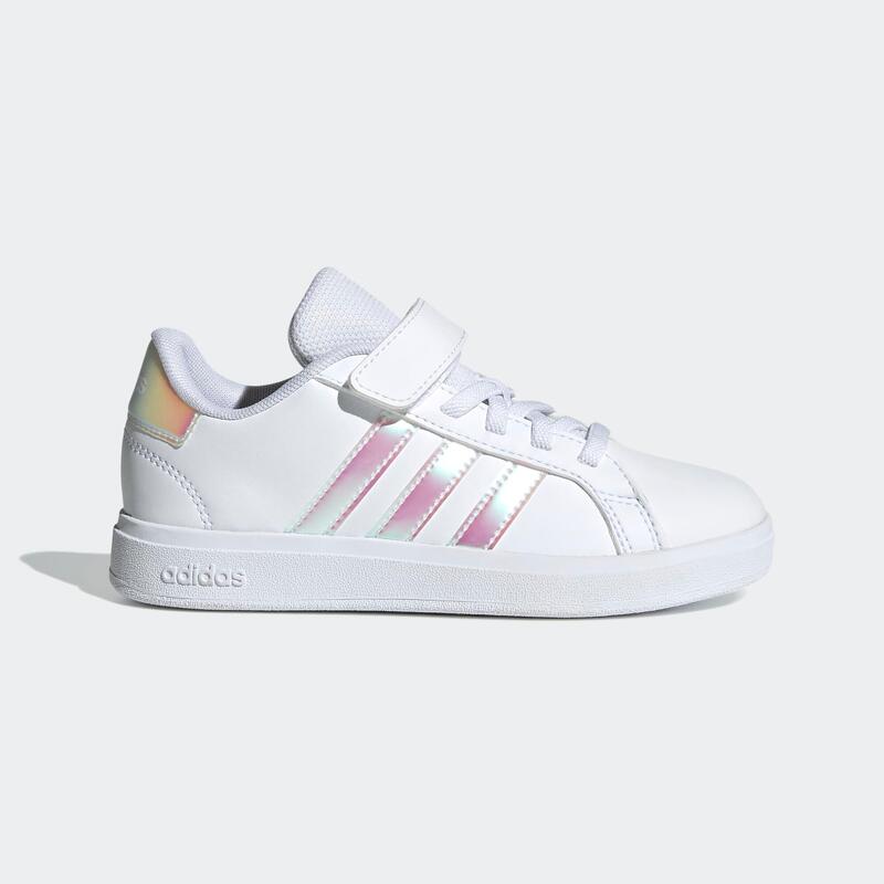 Chaussures Grand Court enfant, blanc et rose