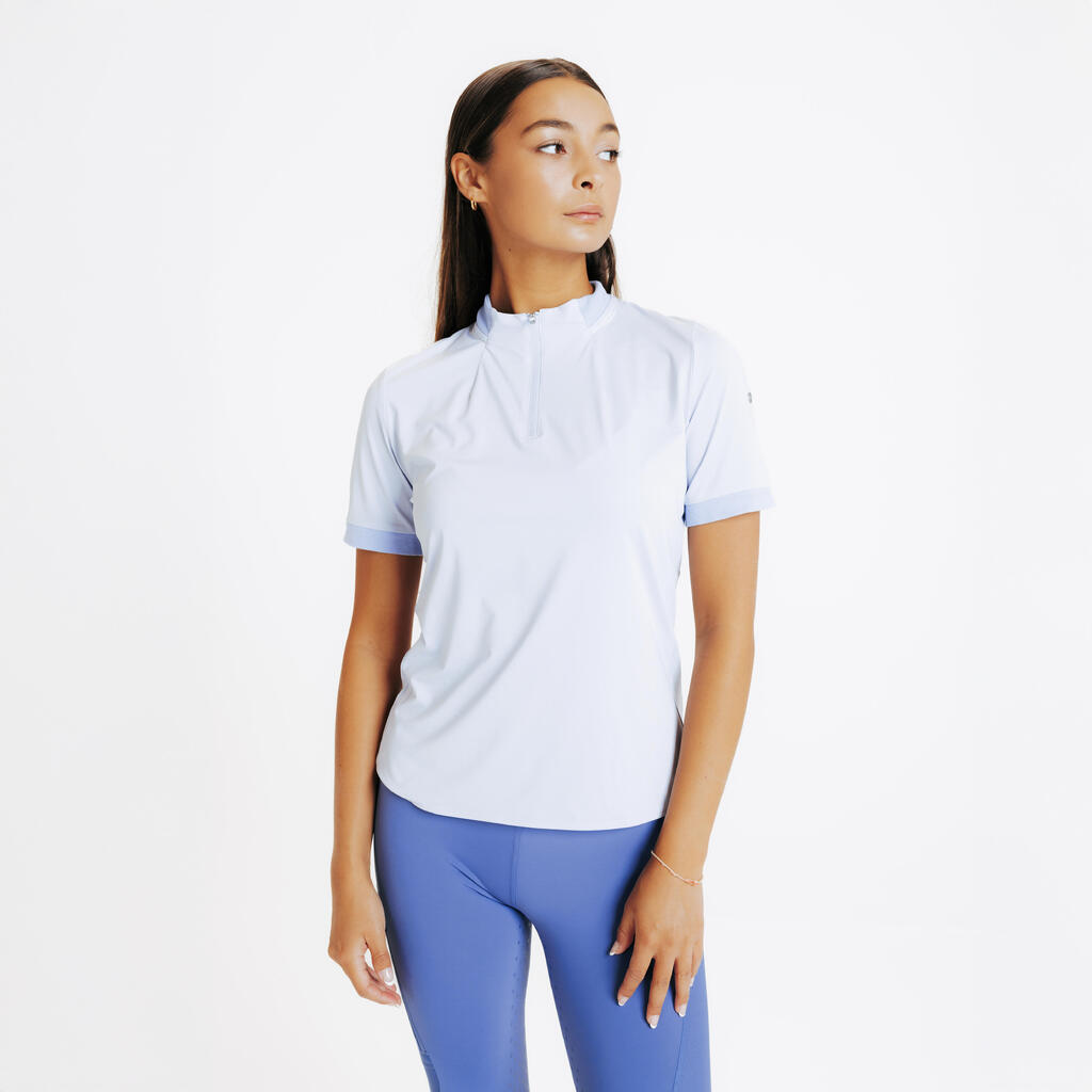 Women's Short-Sleeved Horse Riding Polo Shirt Heritage - Lavender