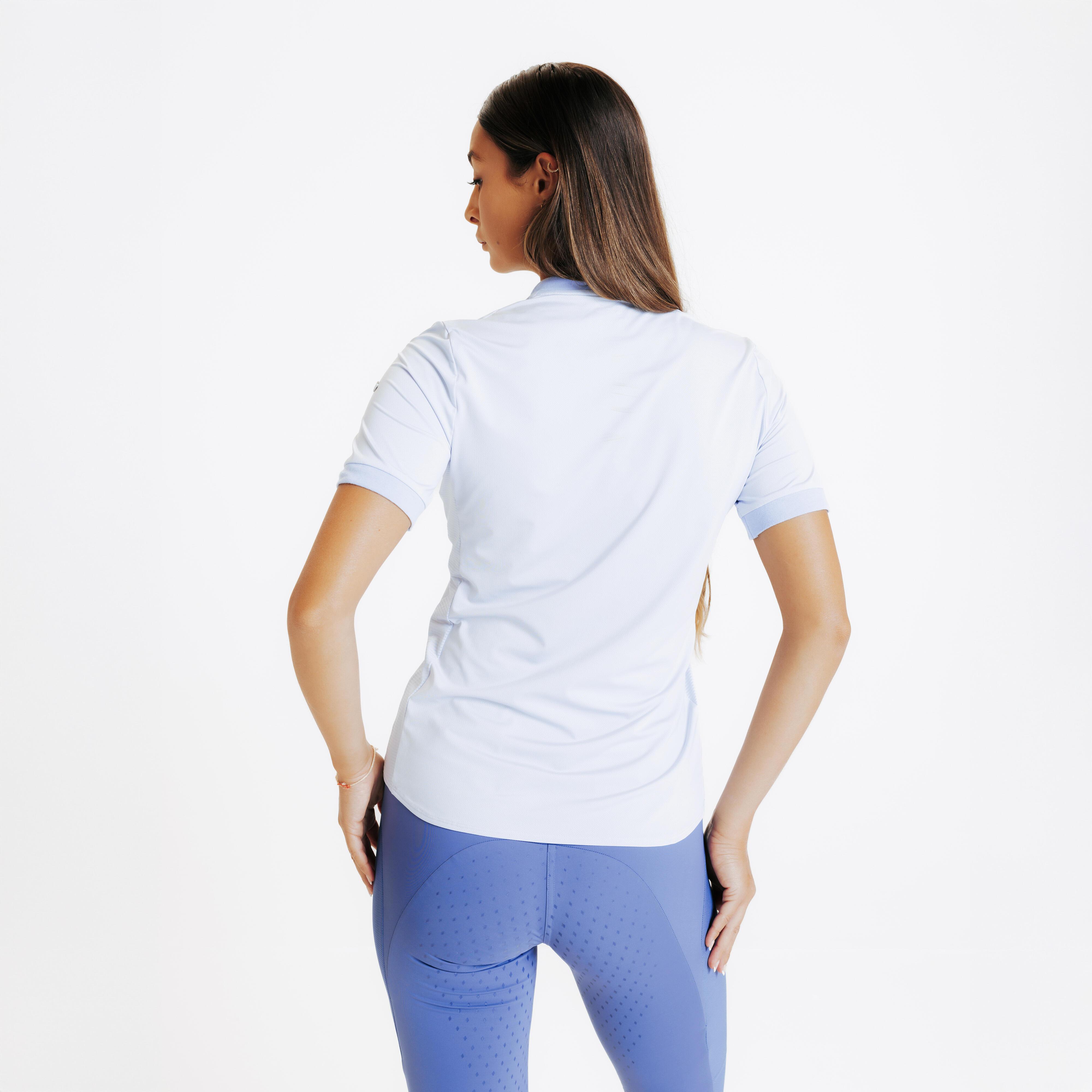 Women's Horse Riding Short-Sleeved Polo Shirt - Heritage Purple - FOUGANZA